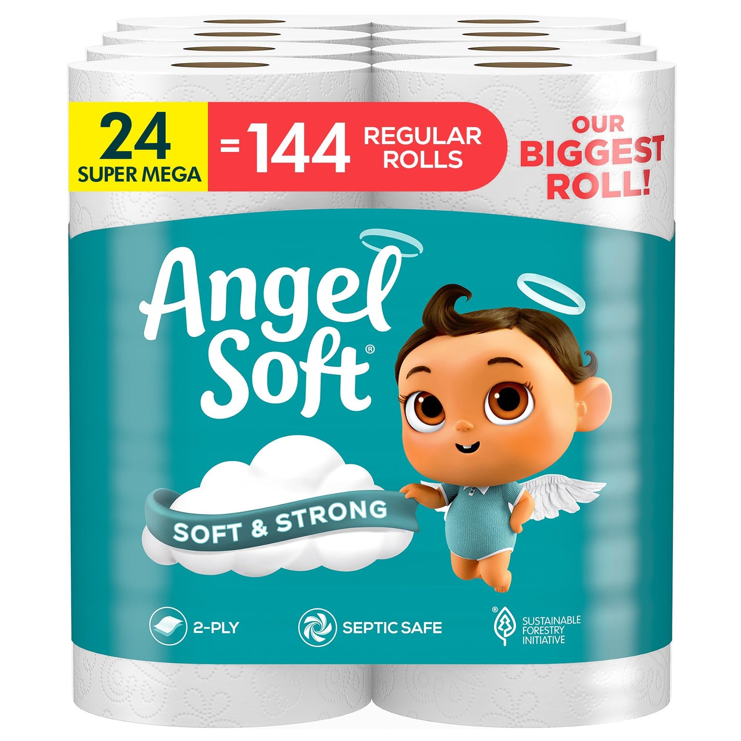 Angel Soft Toilet Paper, 18 Mega Rolls = 72 Regular Rolls, Soft and Strong Toilet Tissue