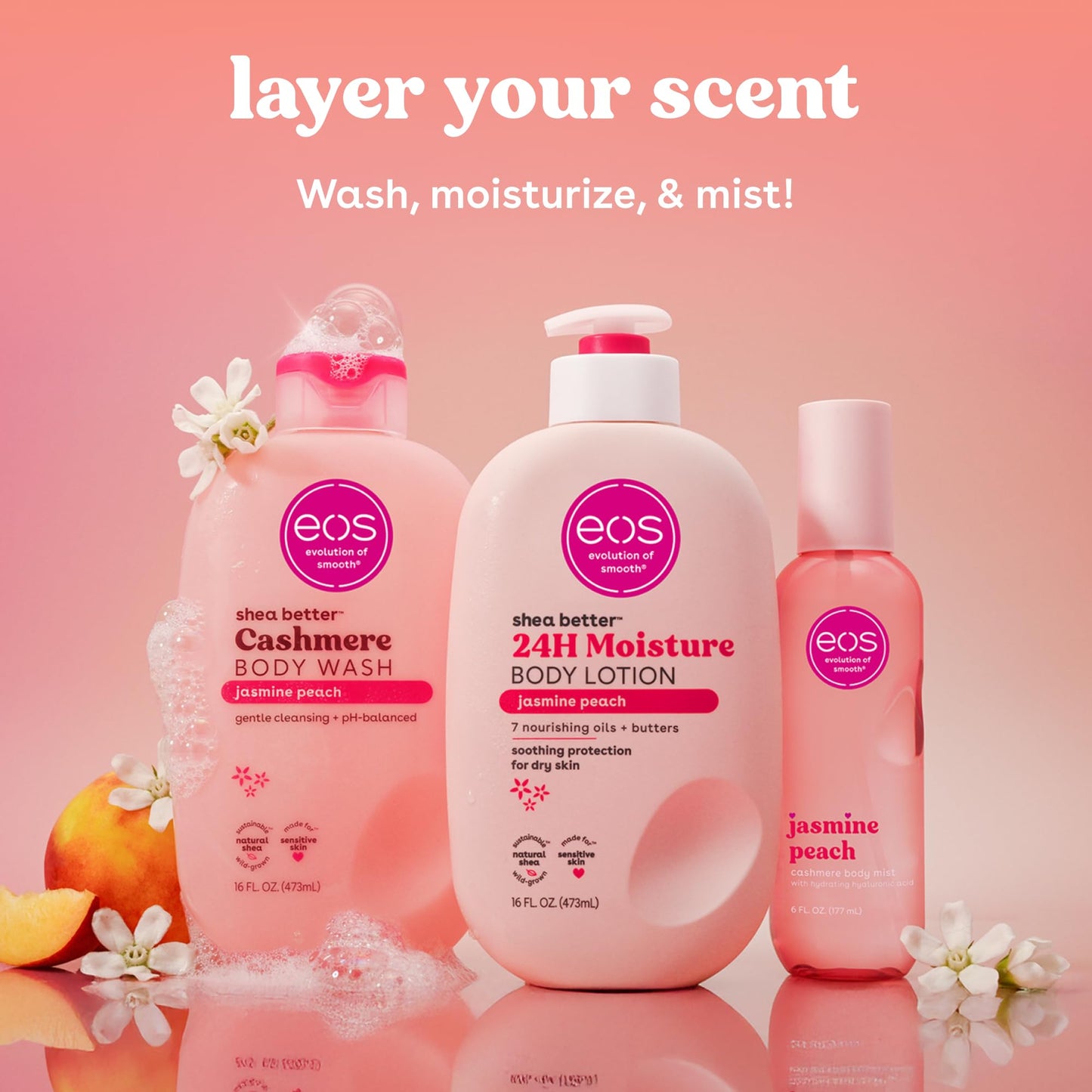 eos Shea Better Body Lotion Vanilla Cashmere, 24-Hour Moisture Skin Care, Lightweight & Non-Greasy, Natural Shea, Vegan, Vanilla Body Lotion, 16 fl oz