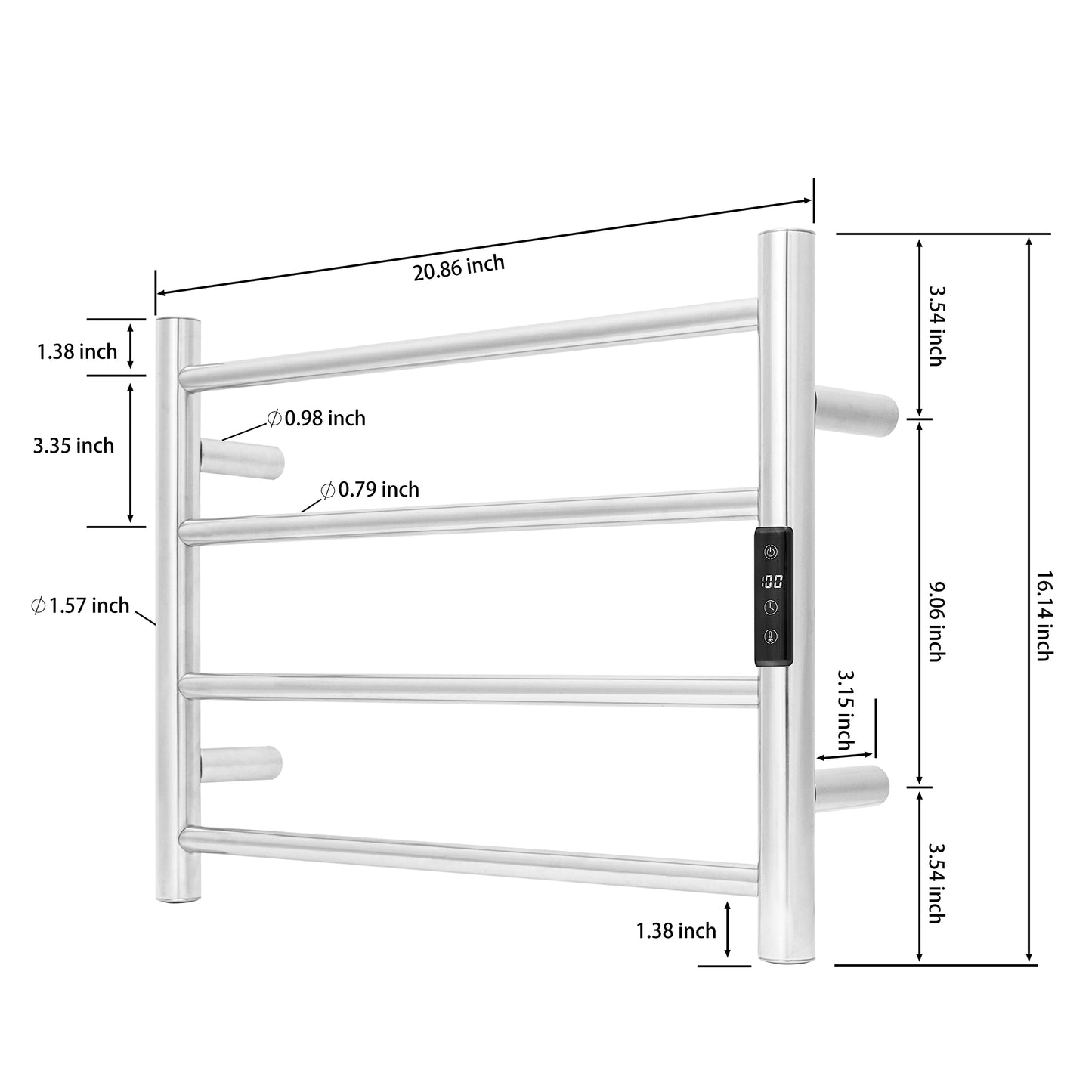 KEG Smart WiFi Towel Warmer Wall Mounted with Built-in Timer and Temperature Adjust Control, 4 Bars Electric Stainless Steel Heated Towel Racks for Bathroom Matte Black