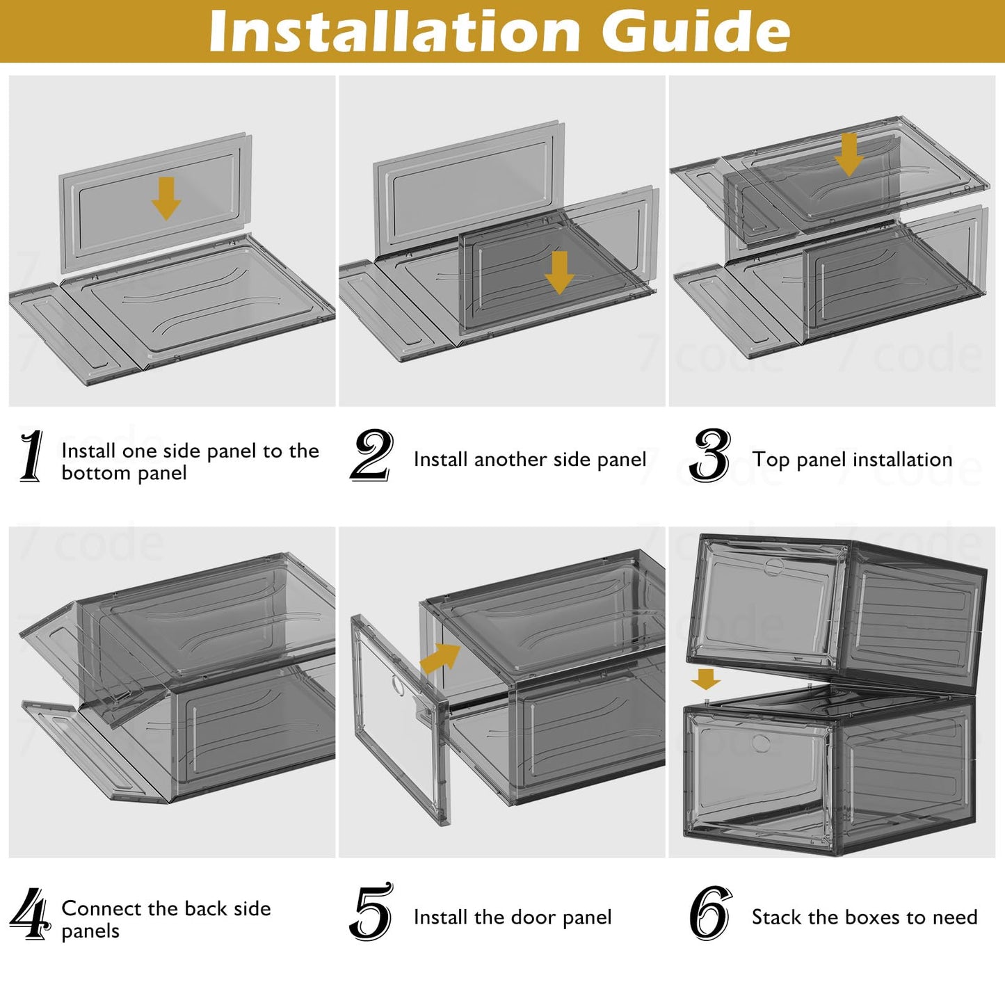 Thickened Clear Shoe Storage Organizer with Magnetic Door, Sturdy Stackable Shoe Boxes for Closet, Collapsible Space-Saving Shoe Rack for Sneakers & Boots, Plastic Shoe Cabinet Box Set, 6 Pack, White