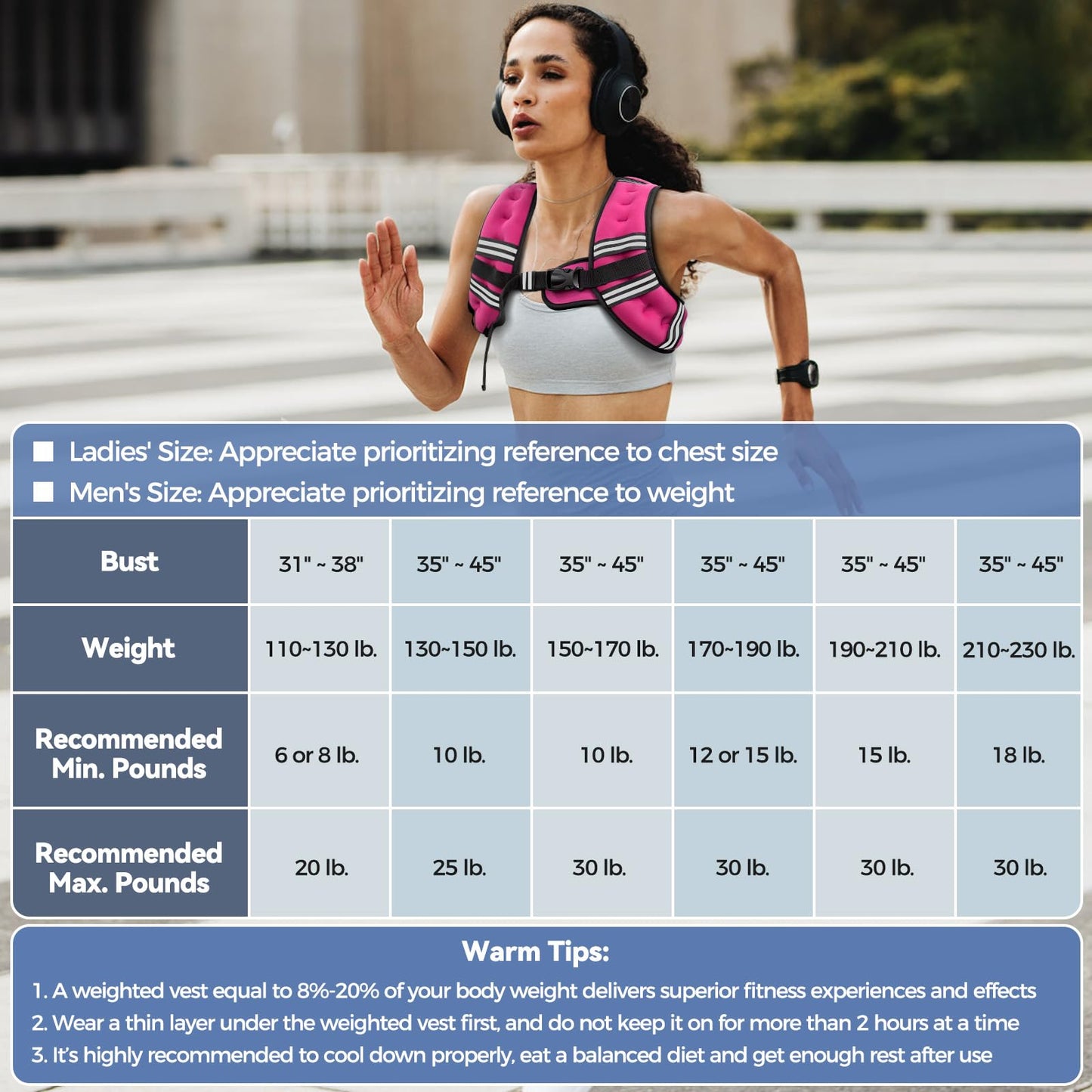 Weighted Vest for Women & Men with Reflective Stripe and Adjustable Buckle, Comfortable & Durable Rucking Vest for Walking, Running & Strength Training