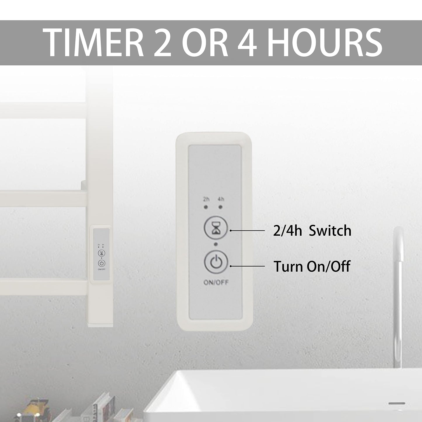 KEG Smart WiFi Towel Warmer Wall Mounted with Built-in Timer and Temperature Adjust Control, 4 Bars Electric Stainless Steel Heated Towel Racks for Bathroom Matte Black