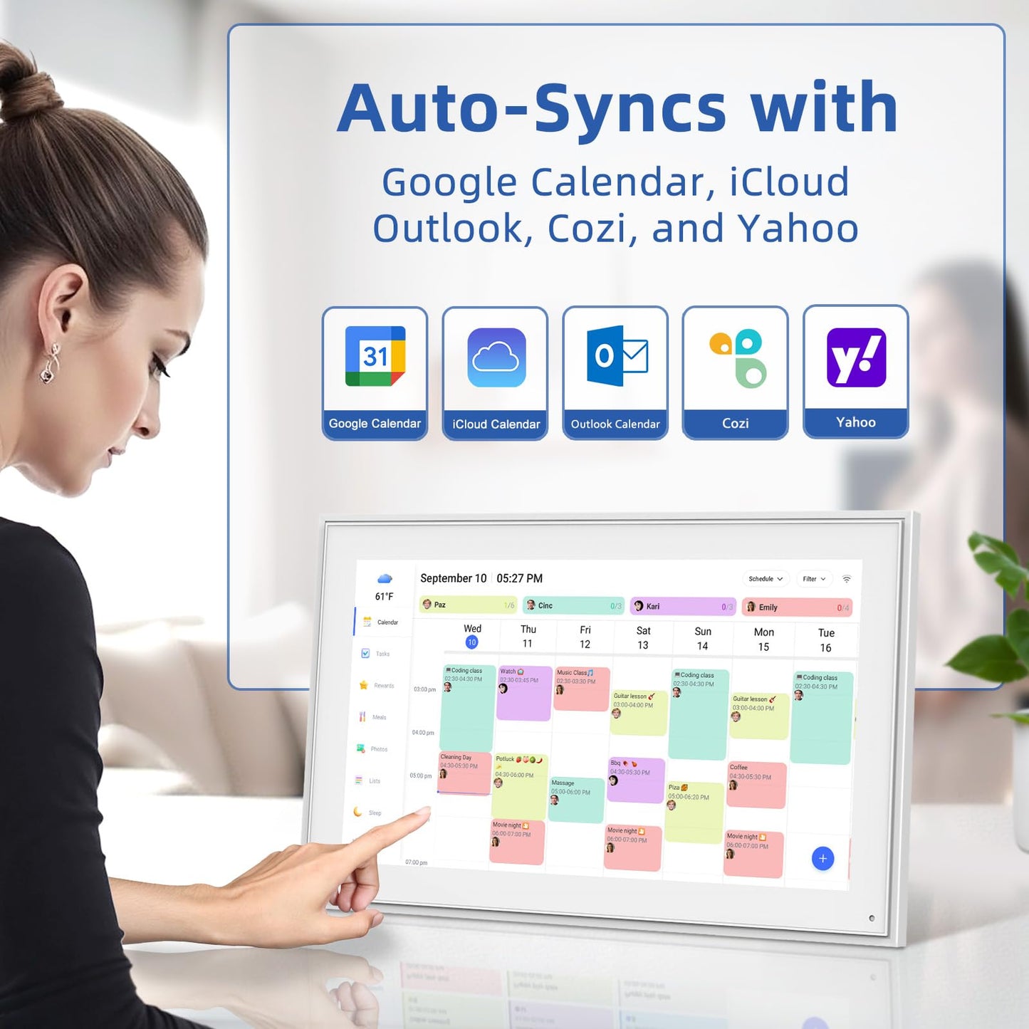 Calendar Digital 10.1 Inch, Digital Frame Combined Smart Touch Screen Electronic Wall Planner Family Organizer Chore for Family Schedules Gift for Mother Mom Women Grandpa