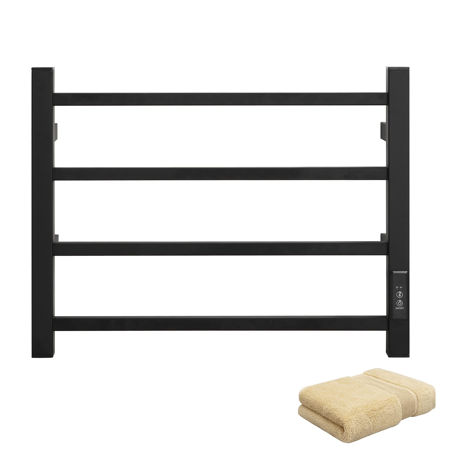 KEG Smart WiFi Towel Warmer Wall Mounted with Built-in Timer and Temperature Adjust Control, 4 Bars Electric Stainless Steel Heated Towel Racks for Bathroom Matte Black