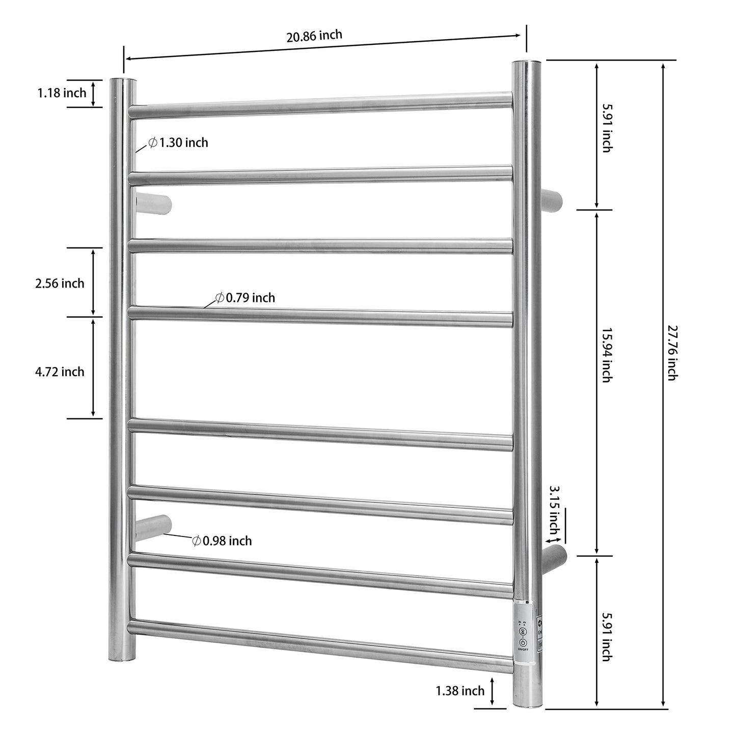 KEG Smart WiFi Towel Warmer Wall Mounted with Built-in Timer and Temperature Adjust Control, 4 Bars Electric Stainless Steel Heated Towel Racks for Bathroom Matte Black