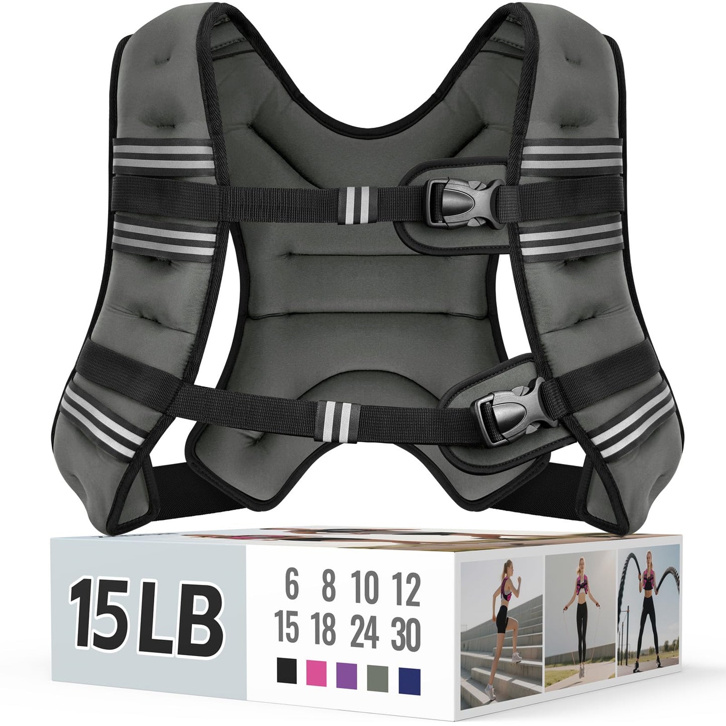 Weighted Vest for Women & Men with Reflective Stripe and Adjustable Buckle, Comfortable & Durable Rucking Vest for Walking, Running & Strength Training