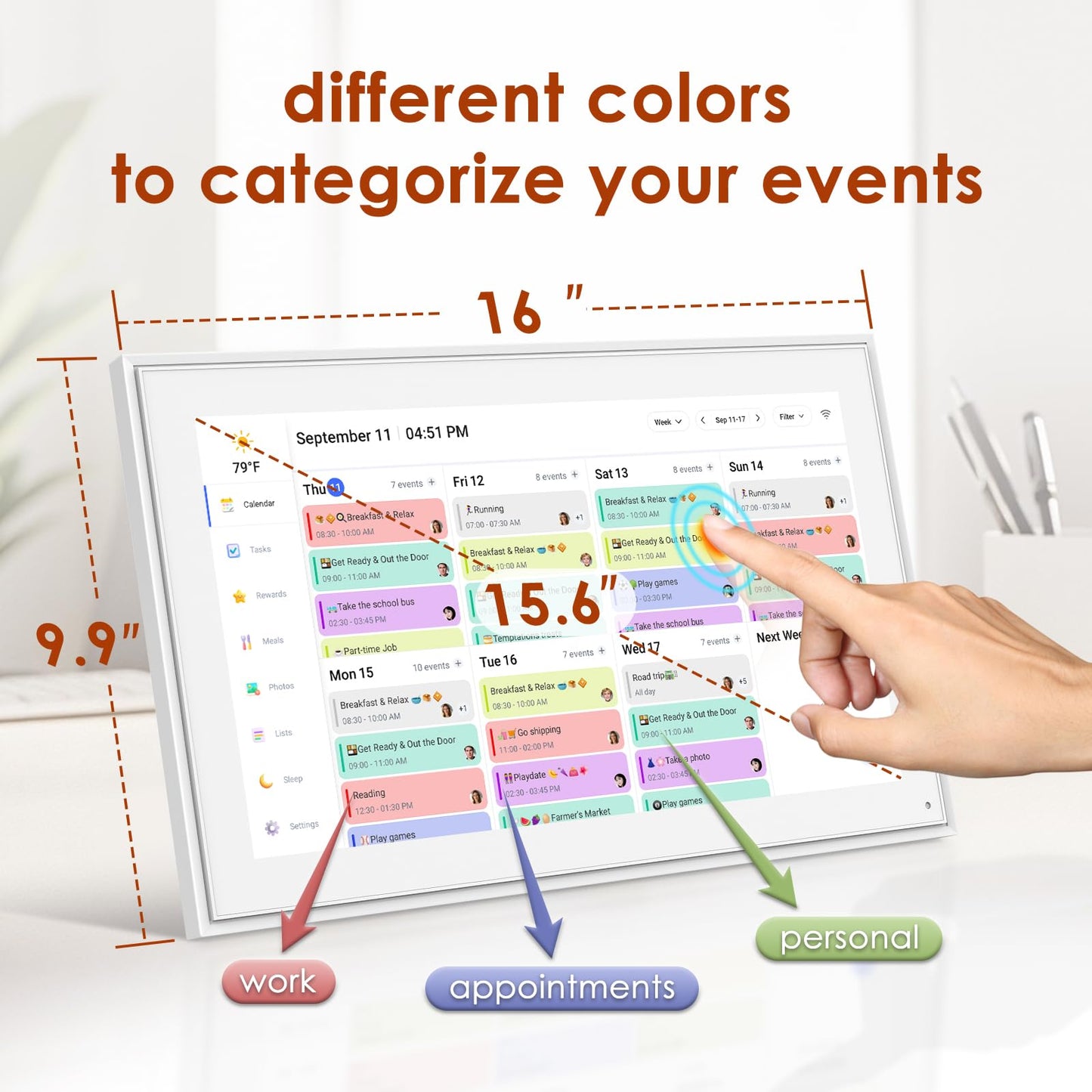 Calendar Digital 10.1 Inch, Digital Frame Combined Smart Touch Screen Electronic Wall Planner Family Organizer Chore for Family Schedules Gift for Mother Mom Women Grandpa
