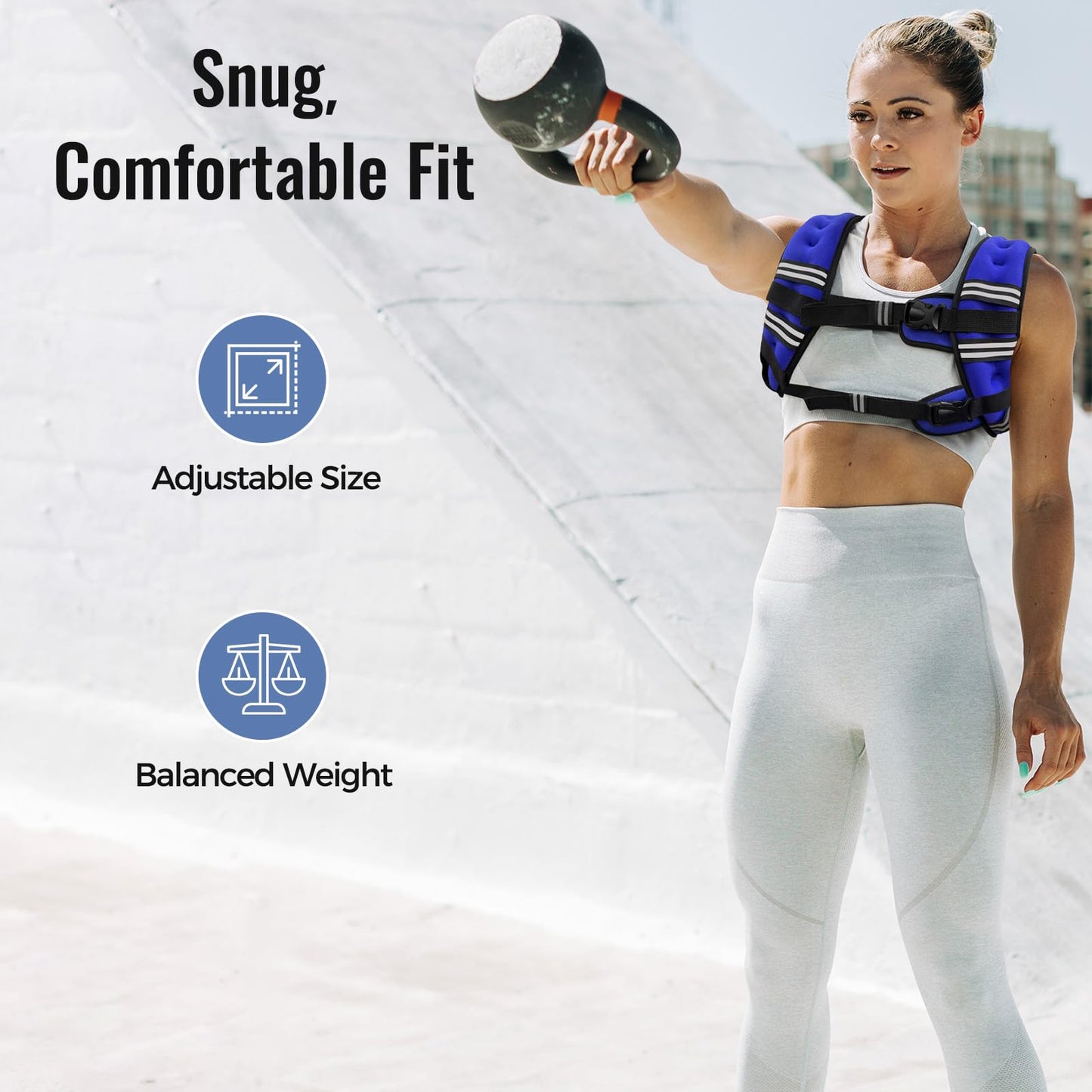 Weighted Vest for Women & Men with Reflective Stripe and Adjustable Buckle, Comfortable & Durable Rucking Vest for Walking, Running & Strength Training