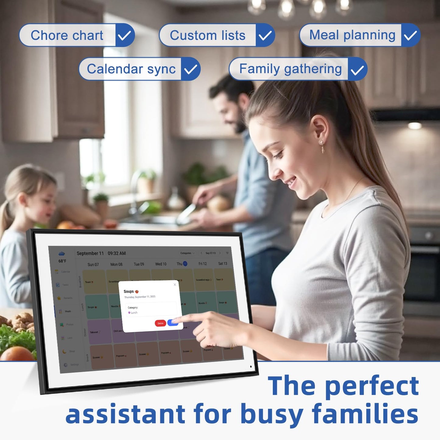 Calendar Digital 10.1 Inch, Digital Frame Combined Smart Touch Screen Electronic Wall Planner Family Organizer Chore for Family Schedules Gift for Mother Mom Women Grandpa