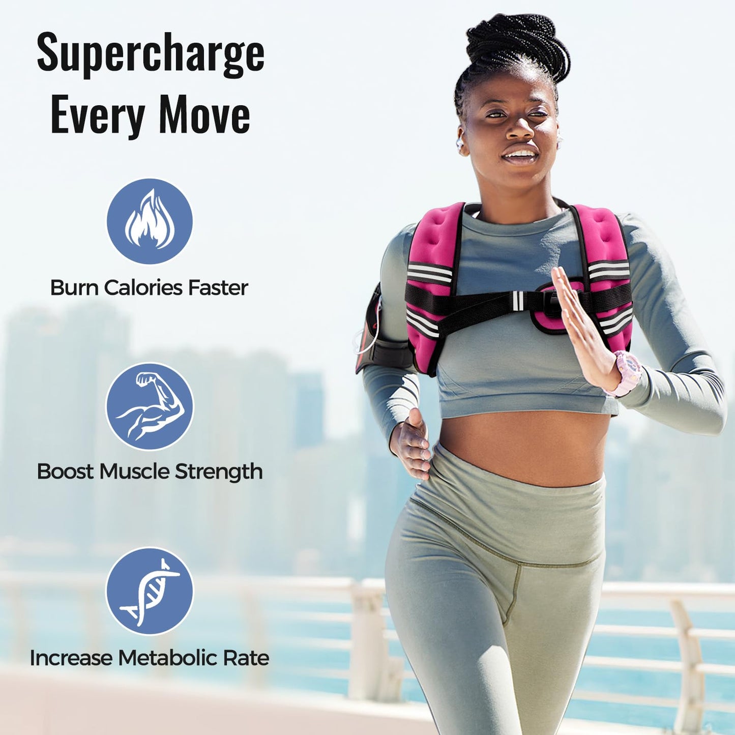 Weighted Vest for Women & Men with Reflective Stripe and Adjustable Buckle, Comfortable & Durable Rucking Vest for Walking, Running & Strength Training