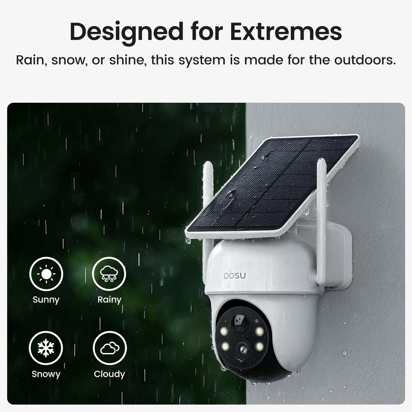 aosu Security Cameras Outdoor Wireless, 4 Cam-Kit, No Subscription, Solar-Powered, Home Security Cameras System with 360° Pan & Tilt, Auto Tracking, 2K Color Night Vision, Easy Setup, 2.4 & 5GHz WiFi