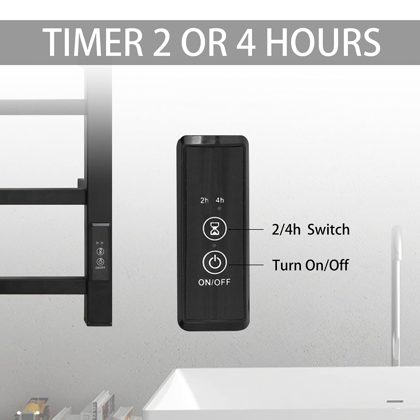 KEG Smart WiFi Towel Warmer Wall Mounted with Built-in Timer and Temperature Adjust Control, 4 Bars Electric Stainless Steel Heated Towel Racks for Bathroom Matte Black