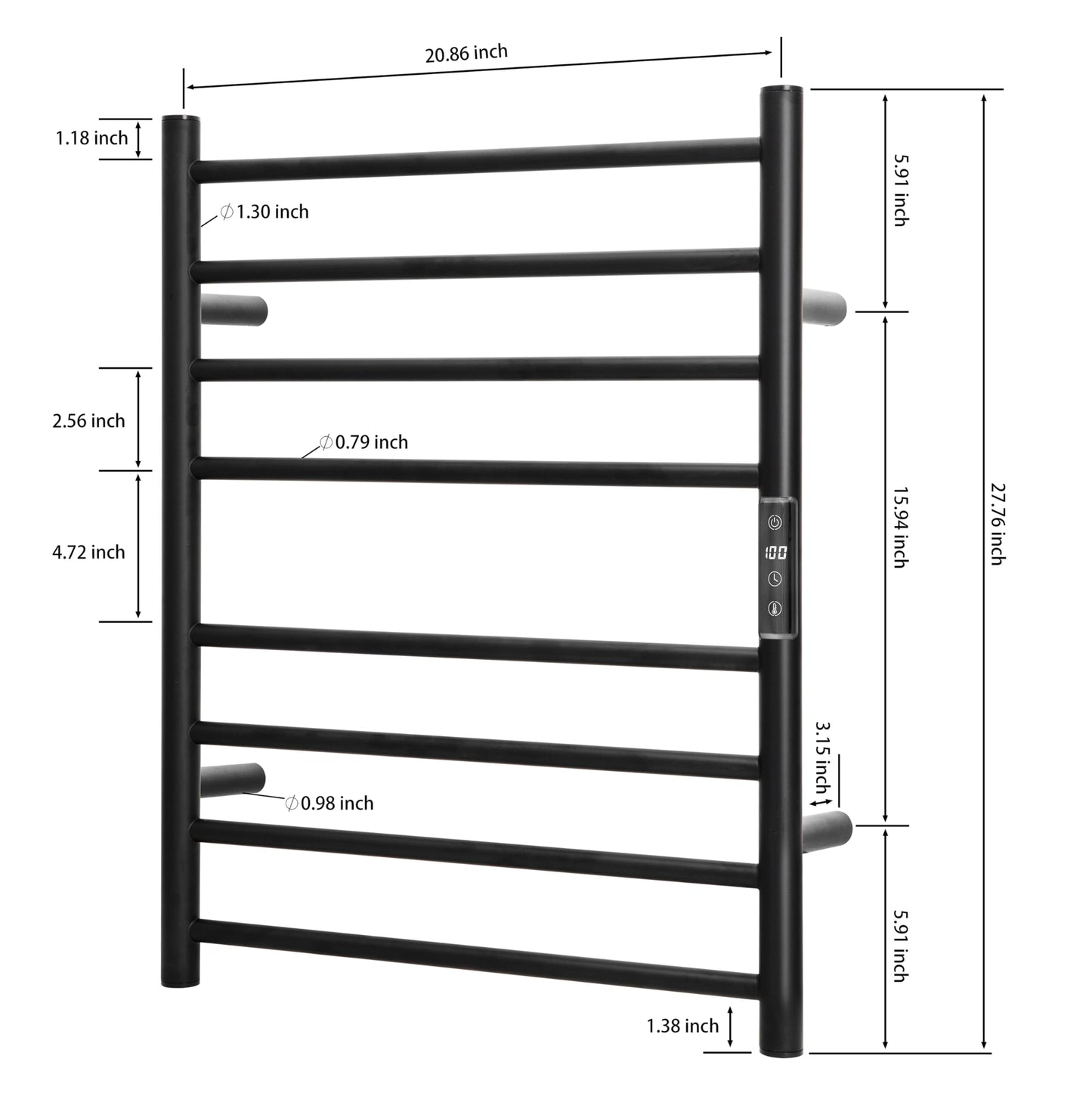 KEG Smart WiFi Towel Warmer Wall Mounted with Built-in Timer and Temperature Adjust Control, 4 Bars Electric Stainless Steel Heated Towel Racks for Bathroom Matte Black