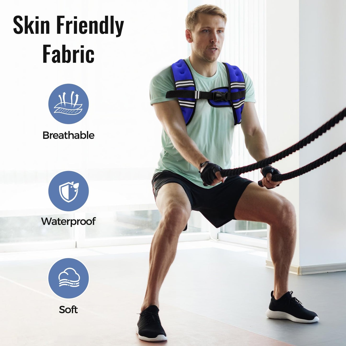 Weighted Vest for Women & Men with Reflective Stripe and Adjustable Buckle, Comfortable & Durable Rucking Vest for Walking, Running & Strength Training