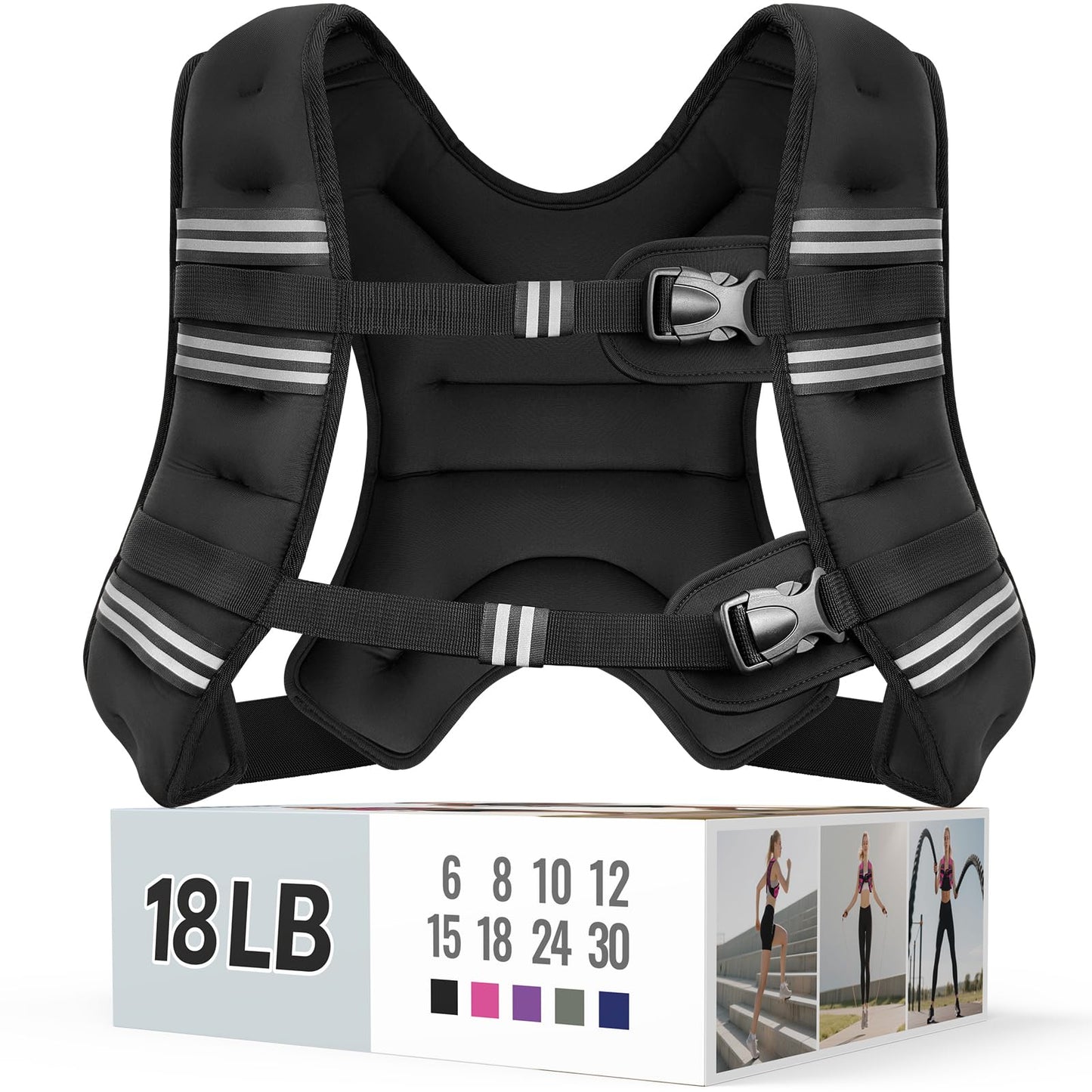 Weighted Vest for Women & Men with Reflective Stripe and Adjustable Buckle, Comfortable & Durable Rucking Vest for Walking, Running & Strength Training