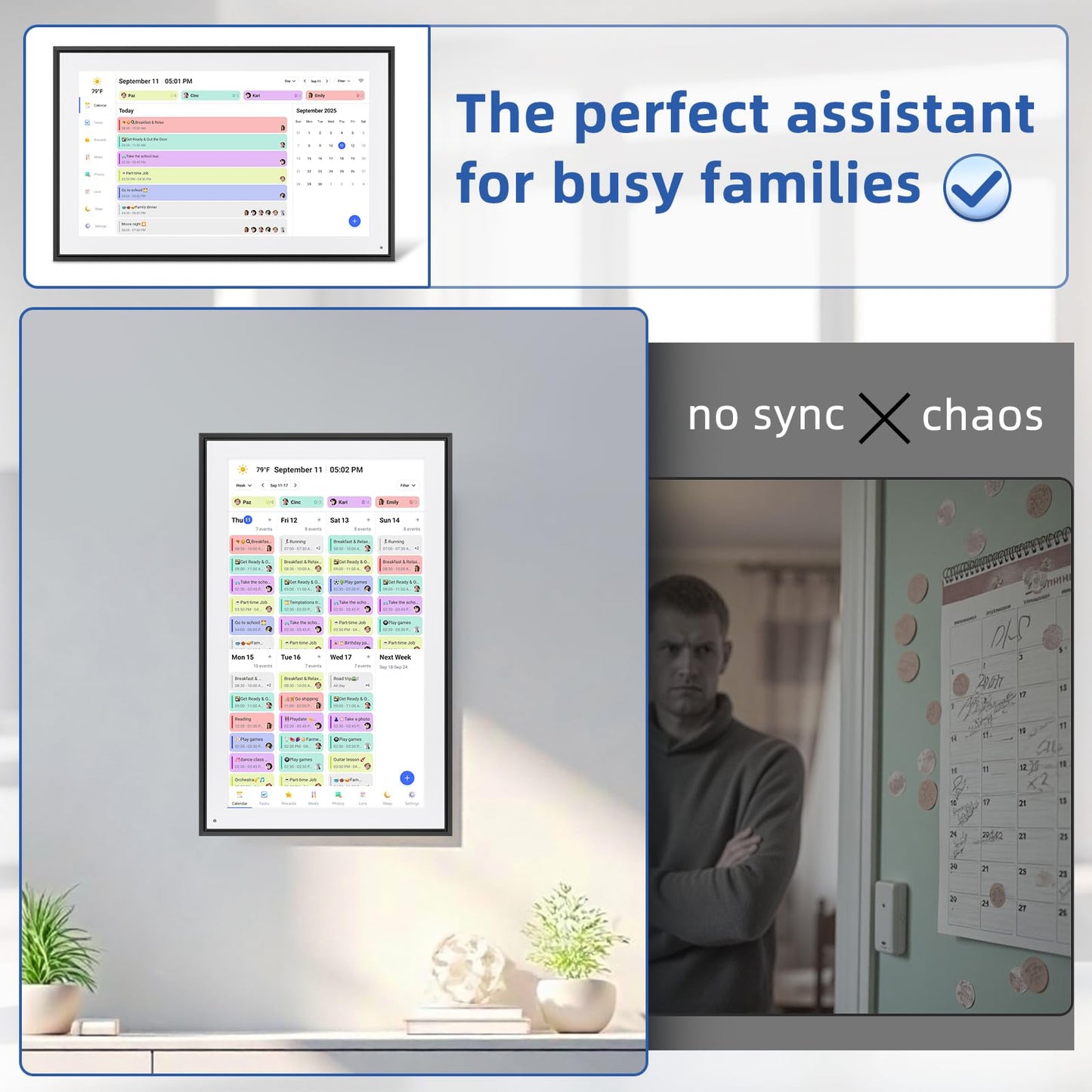 Calendar Digital 10.1 Inch, Digital Frame Combined Smart Touch Screen Electronic Wall Planner Family Organizer Chore for Family Schedules Gift for Mother Mom Women Grandpa