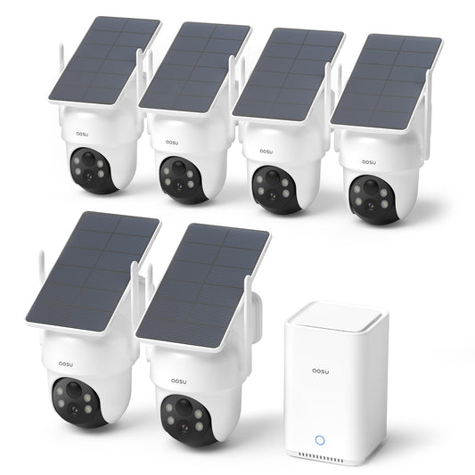 aosu Security Cameras Outdoor Wireless, 4 Cam-Kit, No Subscription, Solar-Powered, Home Security Cameras System with 360° Pan & Tilt, Auto Tracking, 2K Color Night Vision, Easy Setup, 2.4 & 5GHz WiFi