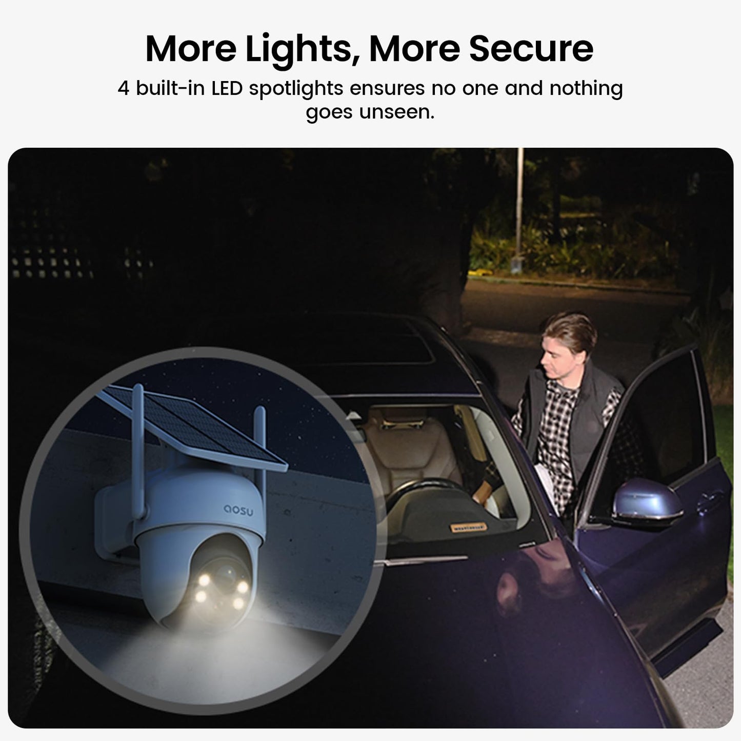 aosu Security Cameras Outdoor Wireless, 4 Cam-Kit, No Subscription, Solar-Powered, Home Security Cameras System with 360° Pan & Tilt, Auto Tracking, 2K Color Night Vision, Easy Setup, 2.4 & 5GHz WiFi