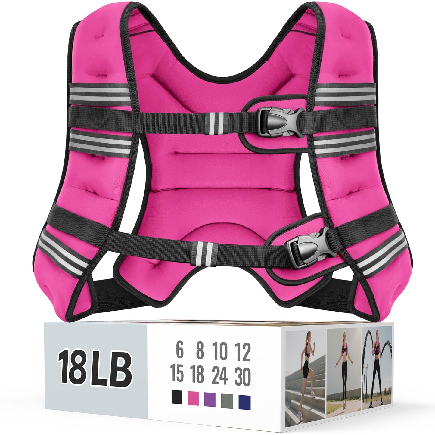 Weighted Vest for Women & Men with Reflective Stripe and Adjustable Buckle, Comfortable & Durable Rucking Vest for Walking, Running & Strength Training