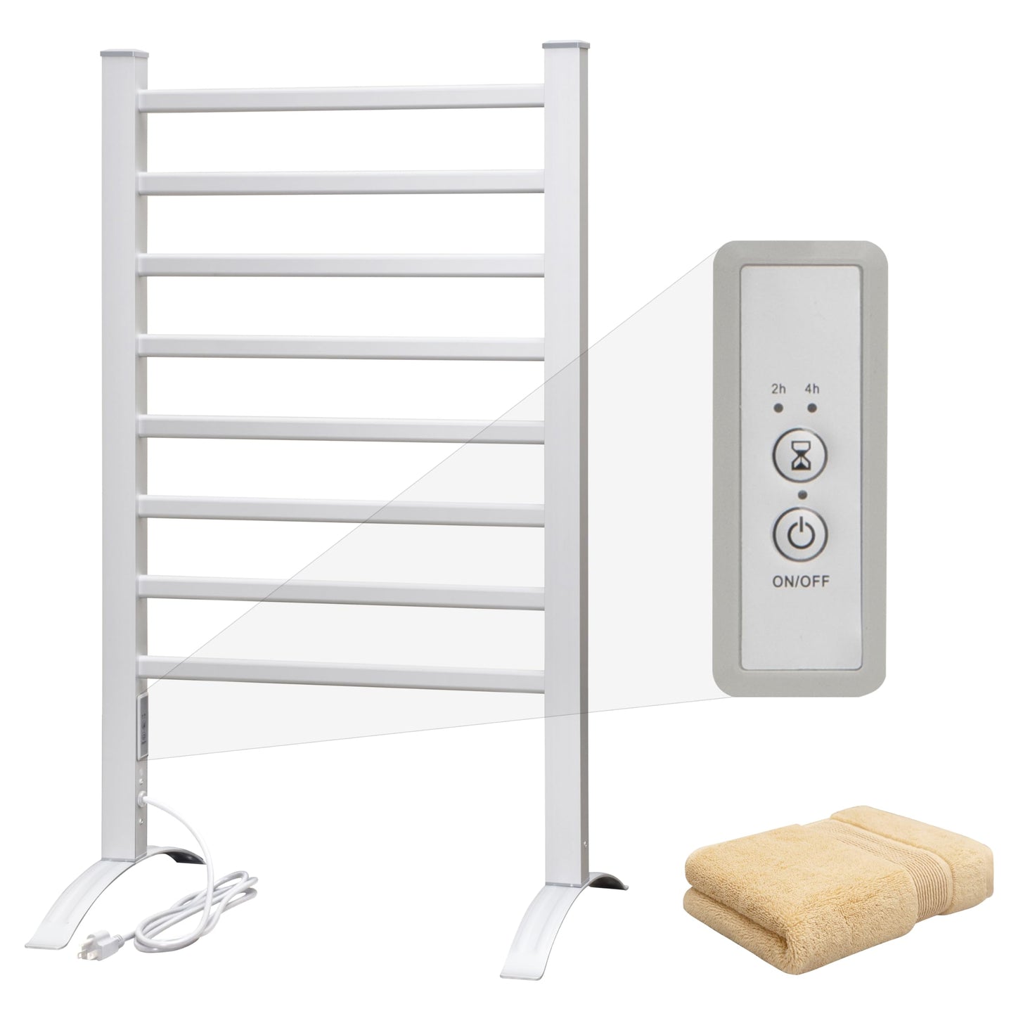 KEG Smart WiFi Towel Warmer Wall Mounted with Built-in Timer and Temperature Adjust Control, 4 Bars Electric Stainless Steel Heated Towel Racks for Bathroom Matte Black