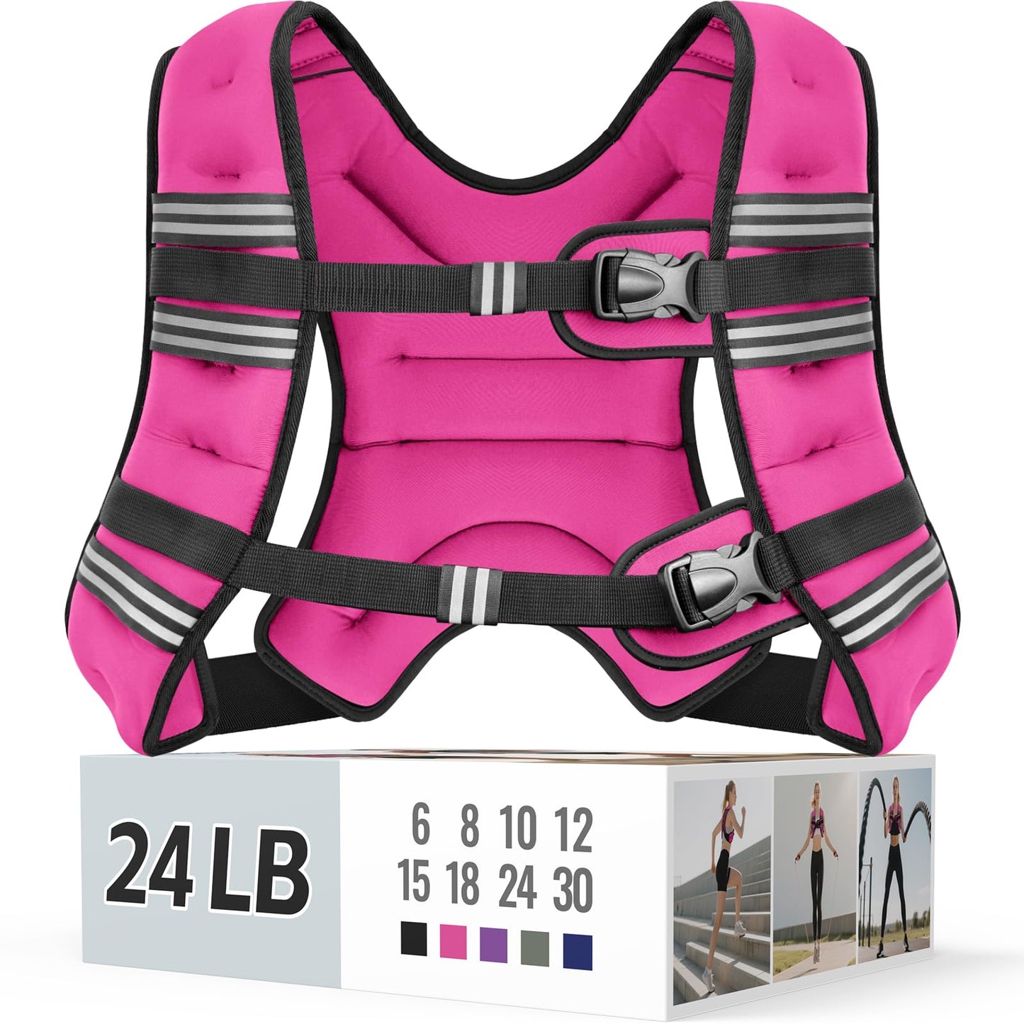 Weighted Vest for Women & Men with Reflective Stripe and Adjustable Buckle, Comfortable & Durable Rucking Vest for Walking, Running & Strength Training