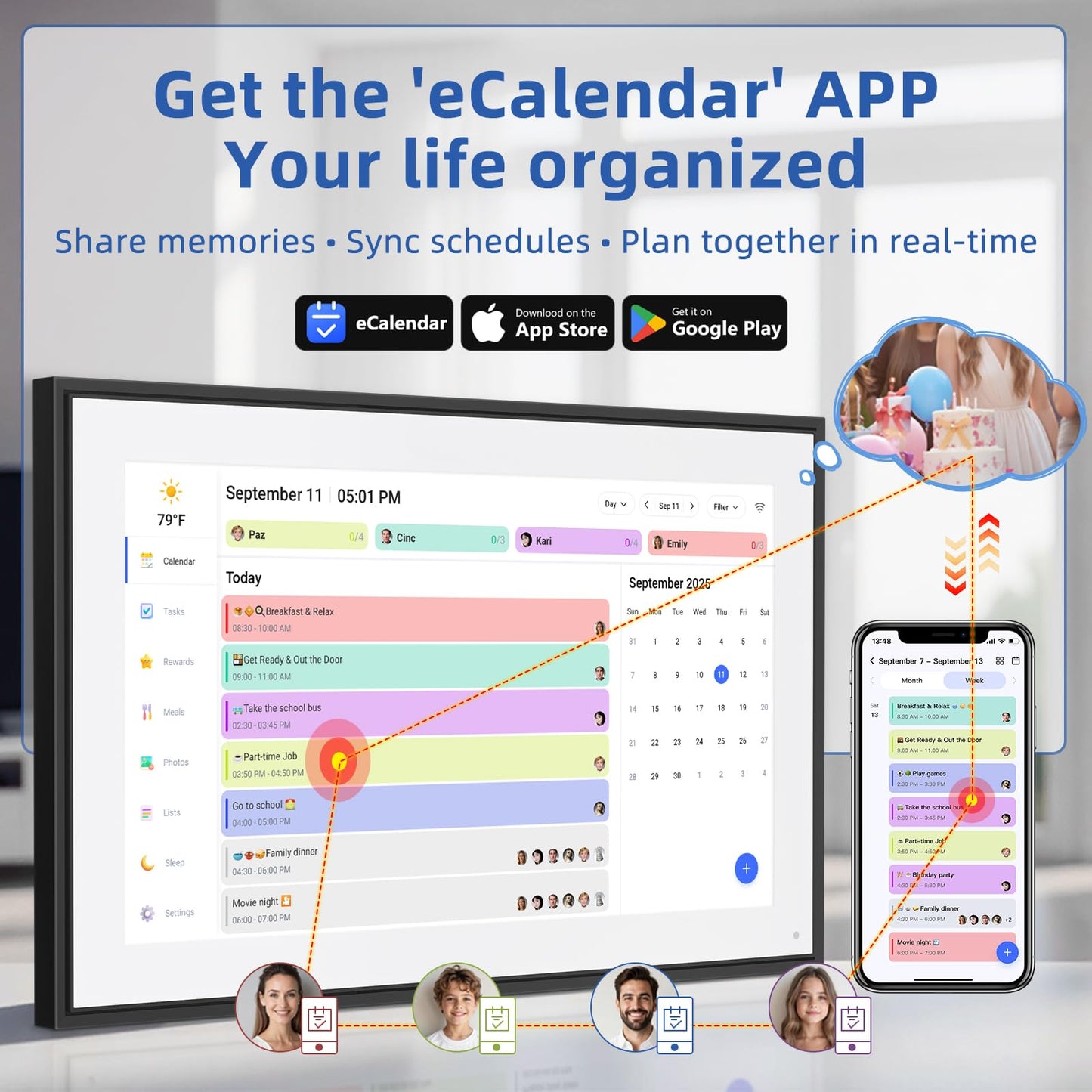 Calendar Digital 10.1 Inch, Digital Frame Combined Smart Touch Screen Electronic Wall Planner Family Organizer Chore for Family Schedules Gift for Mother Mom Women Grandpa