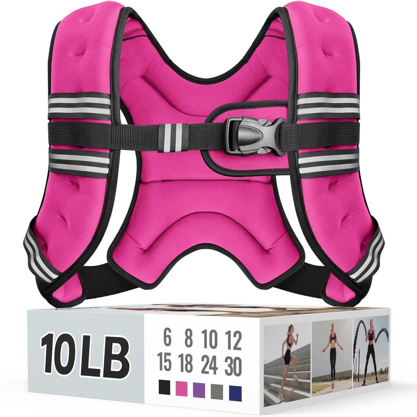 Weighted Vest for Women & Men with Reflective Stripe and Adjustable Buckle, Comfortable & Durable Rucking Vest for Walking, Running & Strength Training