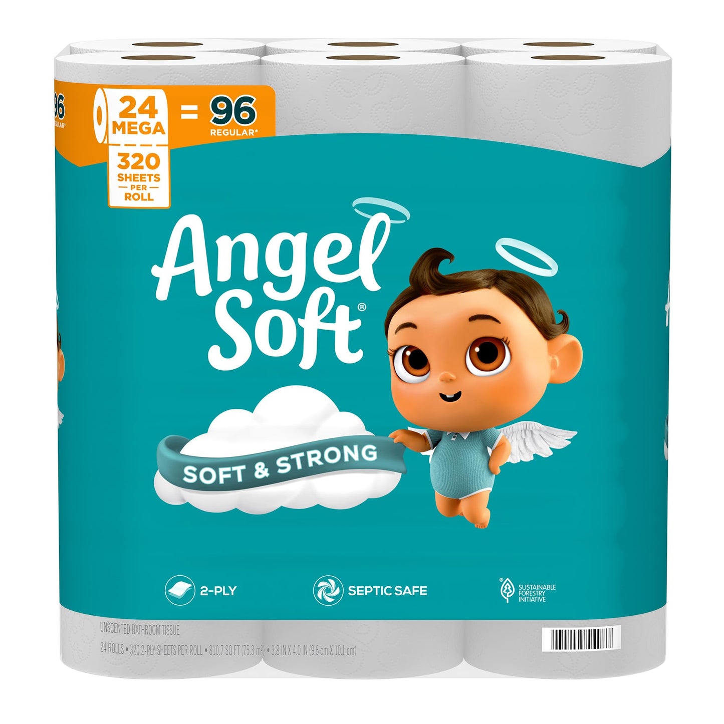 Angel Soft Toilet Paper, 18 Mega Rolls = 72 Regular Rolls, Soft and Strong Toilet Tissue