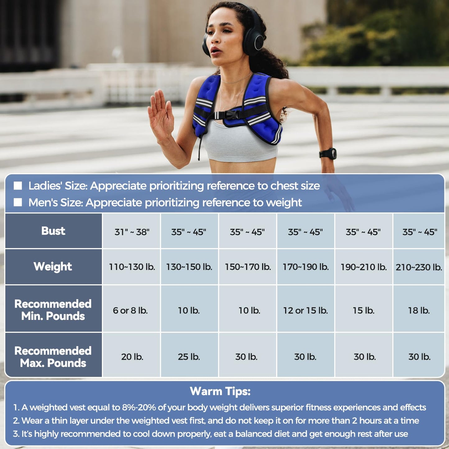 Weighted Vest for Women & Men with Reflective Stripe and Adjustable Buckle, Comfortable & Durable Rucking Vest for Walking, Running & Strength Training