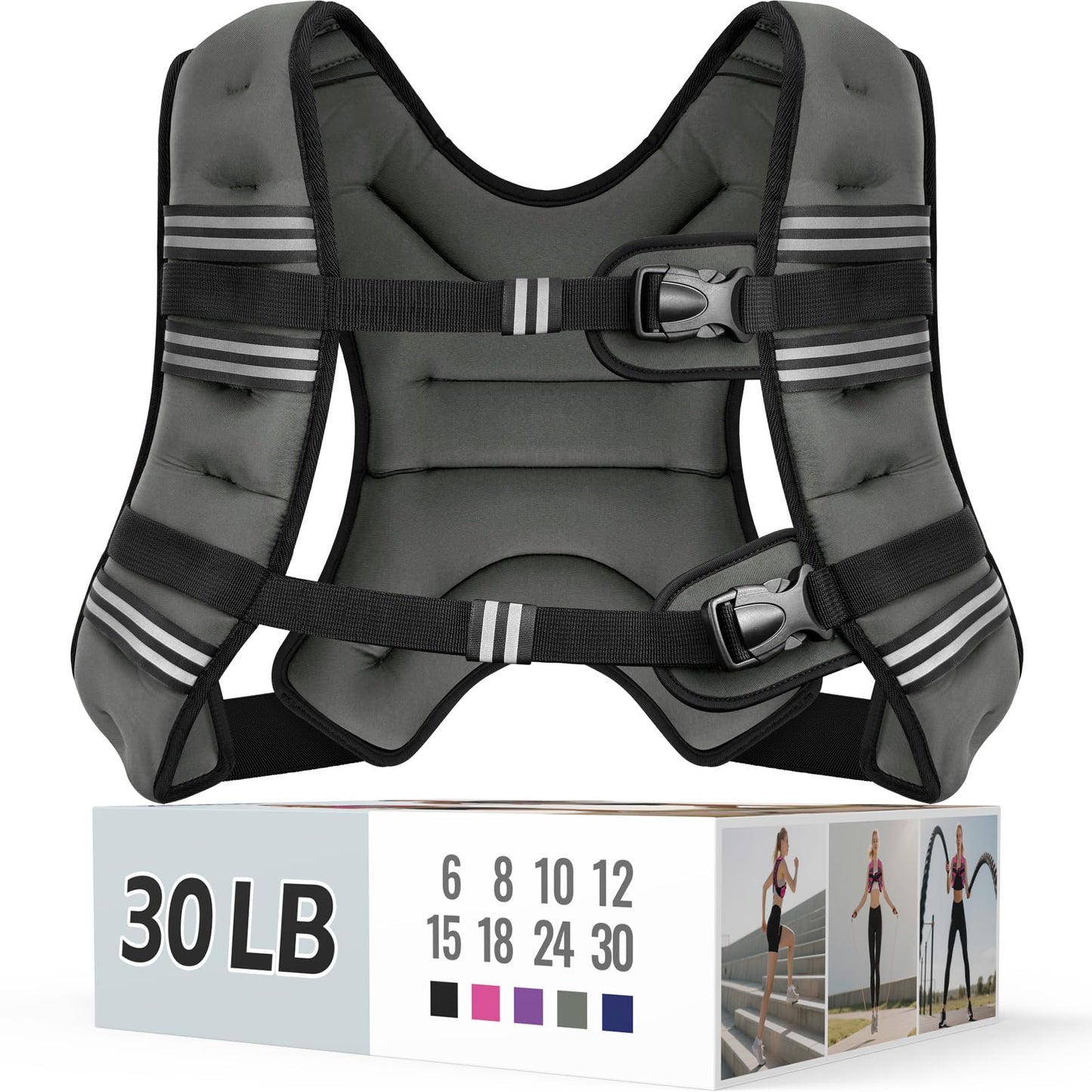 Weighted Vest for Women & Men with Reflective Stripe and Adjustable Buckle, Comfortable & Durable Rucking Vest for Walking, Running & Strength Training