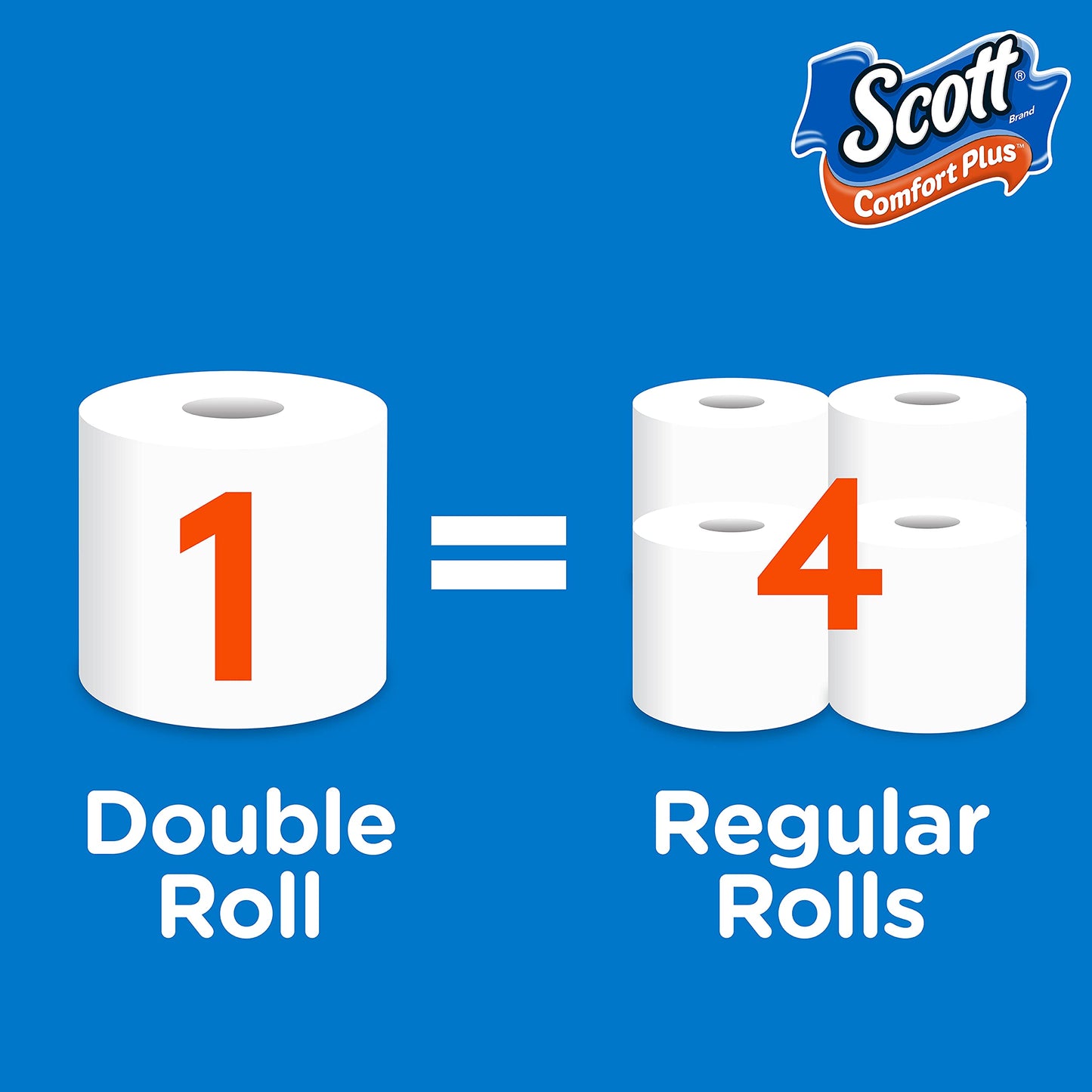 Scott ComfortPlus Toilet Paper, 48 Double Rolls, 231 Sheets per Roll, Septic-Safe, 1-Ply Toilet Tissue