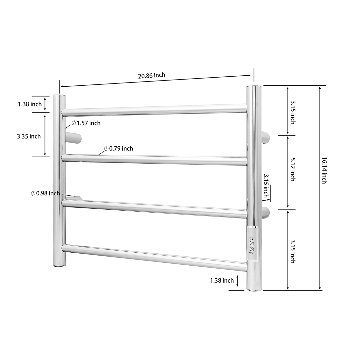 KEG Smart WiFi Towel Warmer Wall Mounted with Built-in Timer and Temperature Adjust Control, 4 Bars Electric Stainless Steel Heated Towel Racks for Bathroom Matte Black