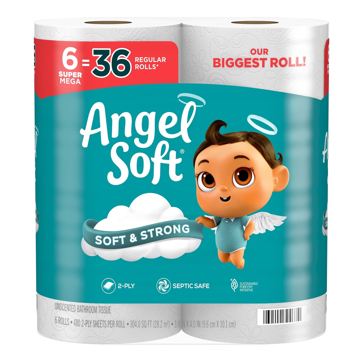 Angel Soft Toilet Paper, 18 Mega Rolls = 72 Regular Rolls, Soft and Strong Toilet Tissue