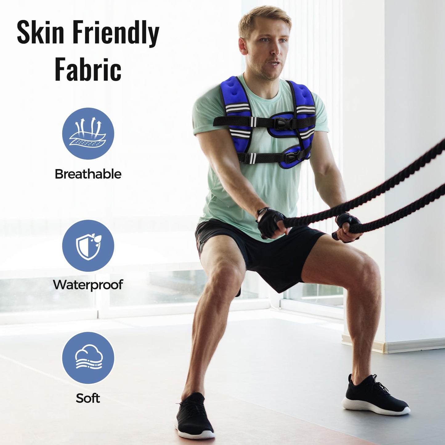 Weighted Vest for Women & Men with Reflective Stripe and Adjustable Buckle, Comfortable & Durable Rucking Vest for Walking, Running & Strength Training