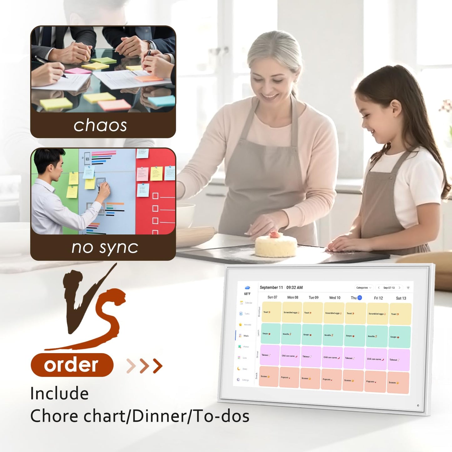 Calendar Digital 10.1 Inch, Digital Frame Combined Smart Touch Screen Electronic Wall Planner Family Organizer Chore for Family Schedules Gift for Mother Mom Women Grandpa