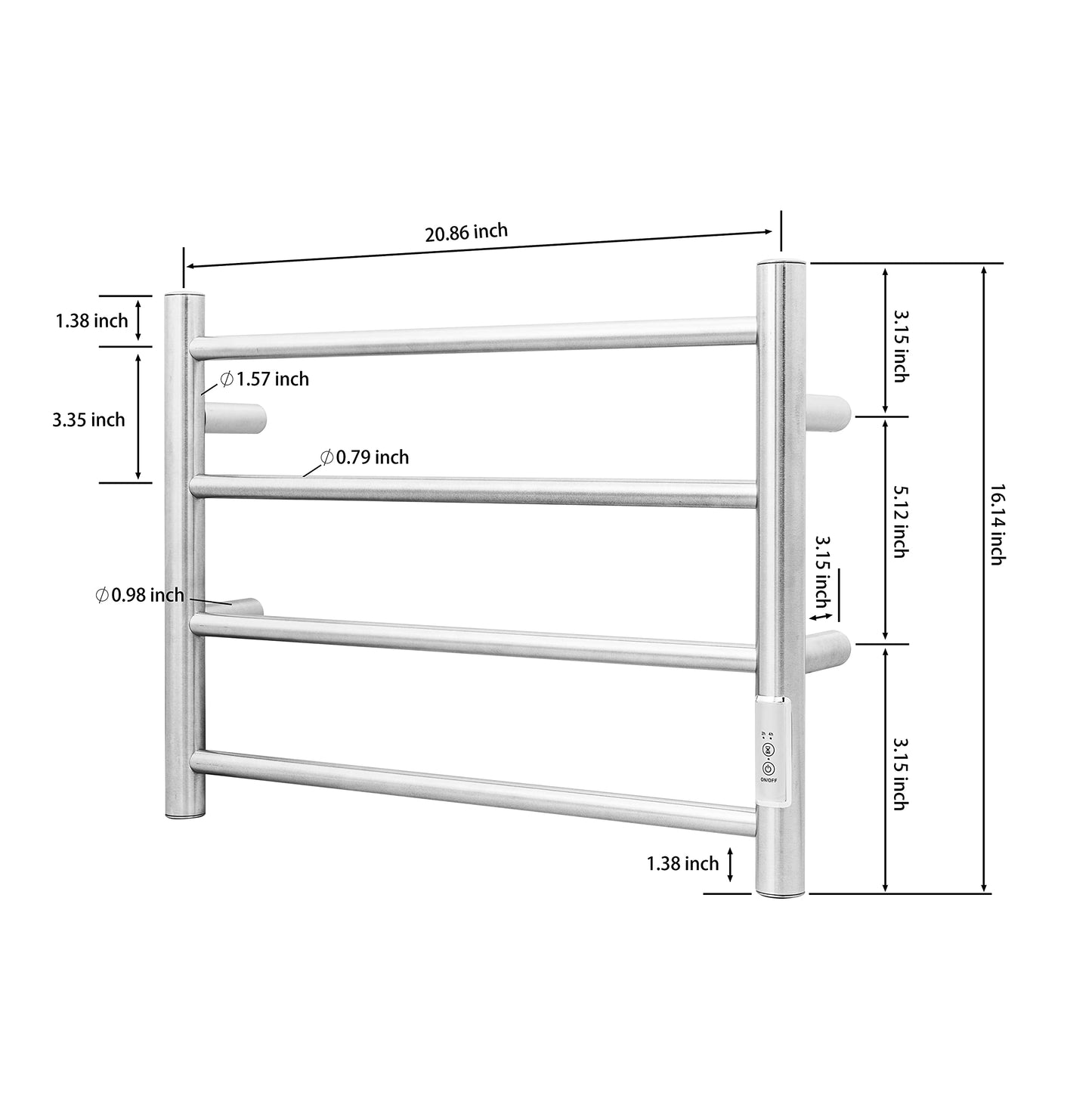 KEG Smart WiFi Towel Warmer Wall Mounted with Built-in Timer and Temperature Adjust Control, 4 Bars Electric Stainless Steel Heated Towel Racks for Bathroom Matte Black