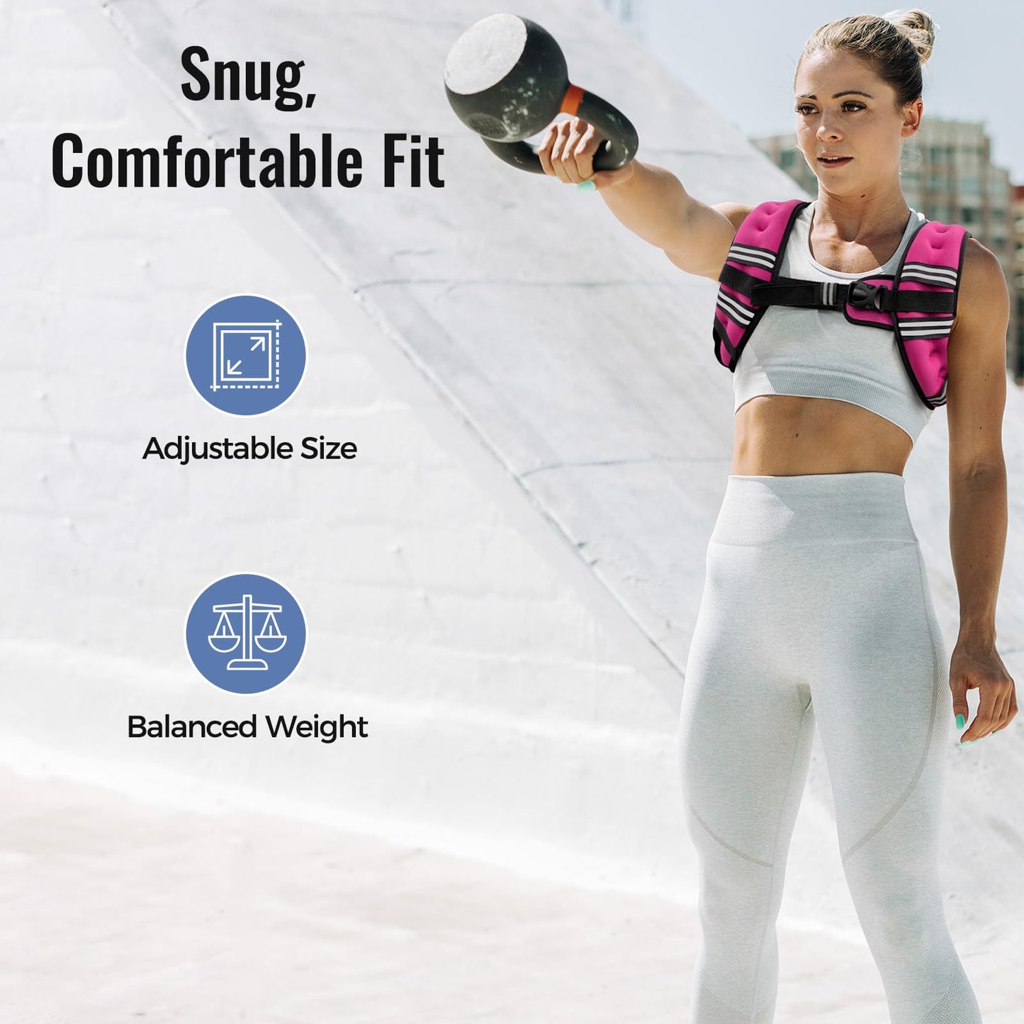 Weighted Vest for Women & Men with Reflective Stripe and Adjustable Buckle, Comfortable & Durable Rucking Vest for Walking, Running & Strength Training