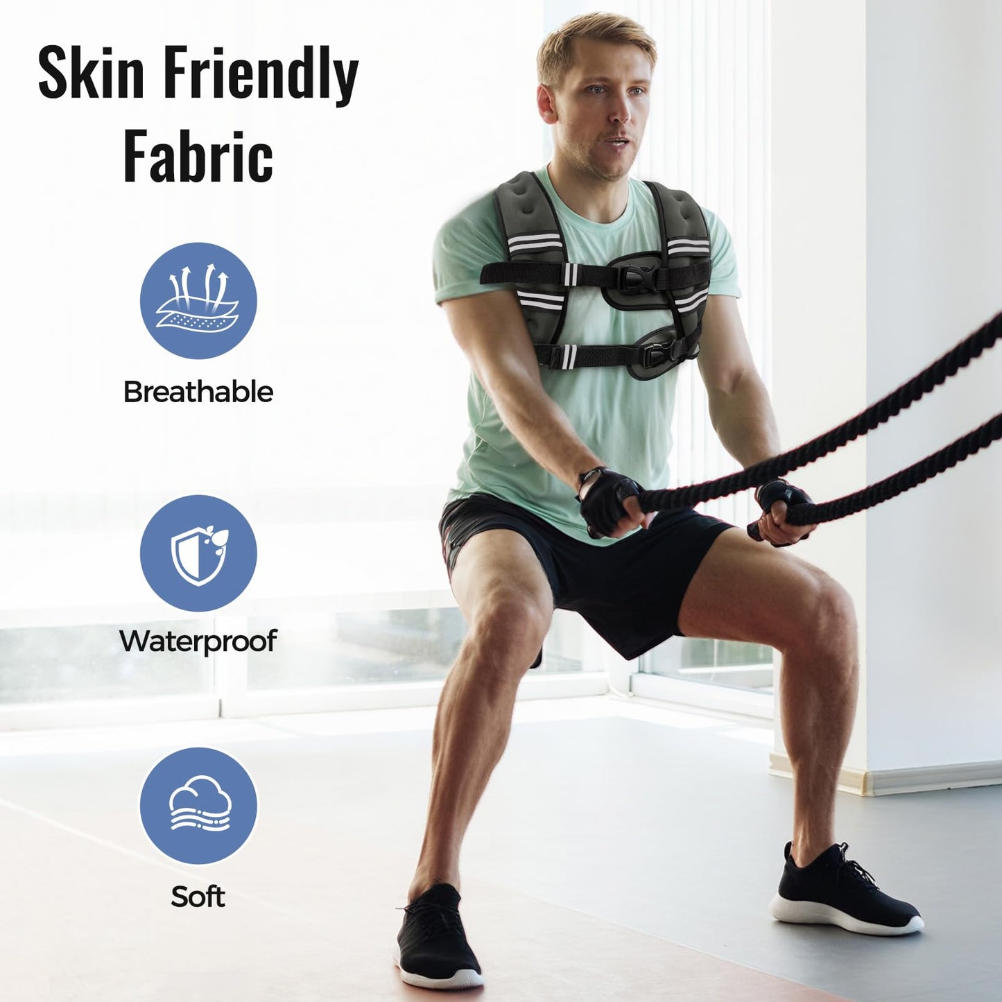 Weighted Vest for Women & Men with Reflective Stripe and Adjustable Buckle, Comfortable & Durable Rucking Vest for Walking, Running & Strength Training