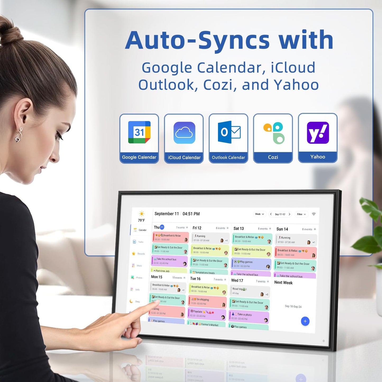 Calendar Digital 10.1 Inch, Digital Frame Combined Smart Touch Screen Electronic Wall Planner Family Organizer Chore for Family Schedules Gift for Mother Mom Women Grandpa