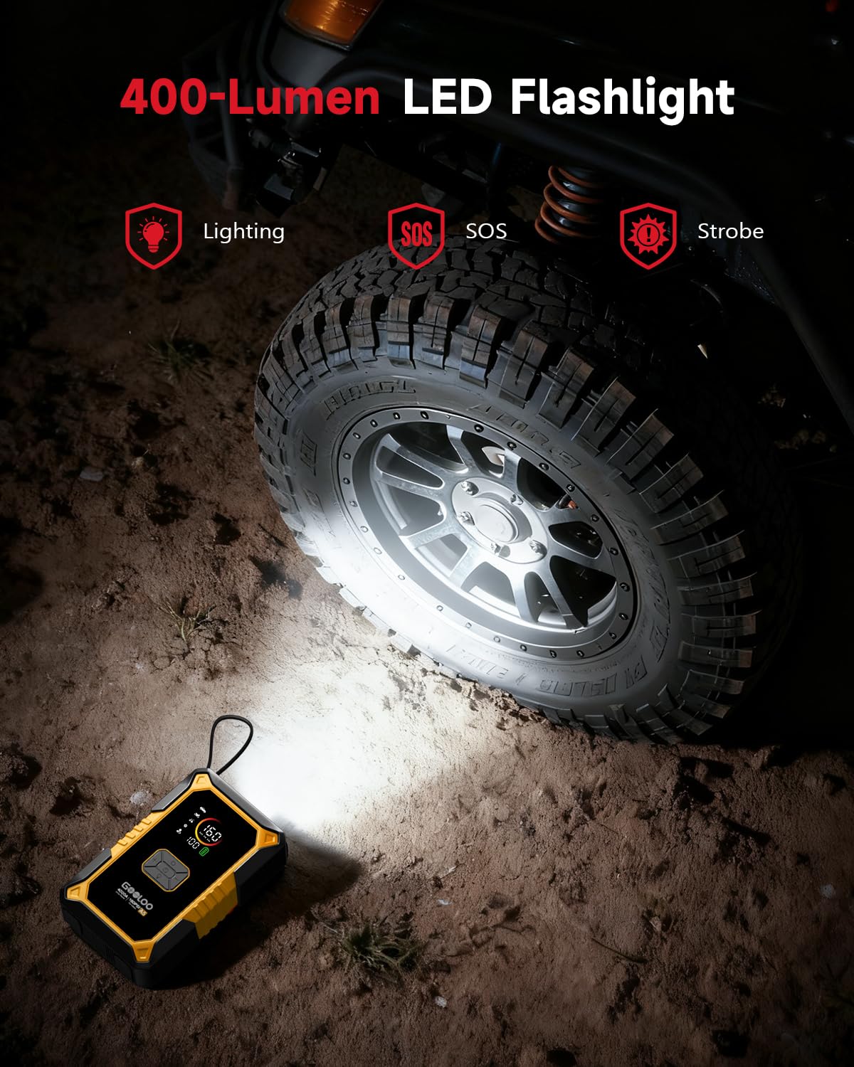 GOOLOO A5 Jump Starter with Air Compressor, 4000A Car Battery Jump Starter (All Gas/10.0L Diesel) with 160PSI Tire Inflator Auto-Off, 45W Output Power Bank, 12V Jump Box Car Jumper Starter Portable