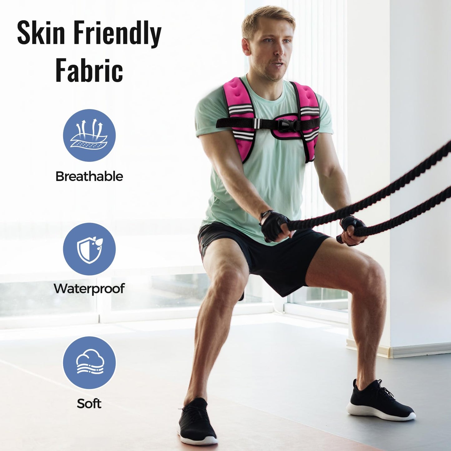 Weighted Vest for Women & Men with Reflective Stripe and Adjustable Buckle, Comfortable & Durable Rucking Vest for Walking, Running & Strength Training