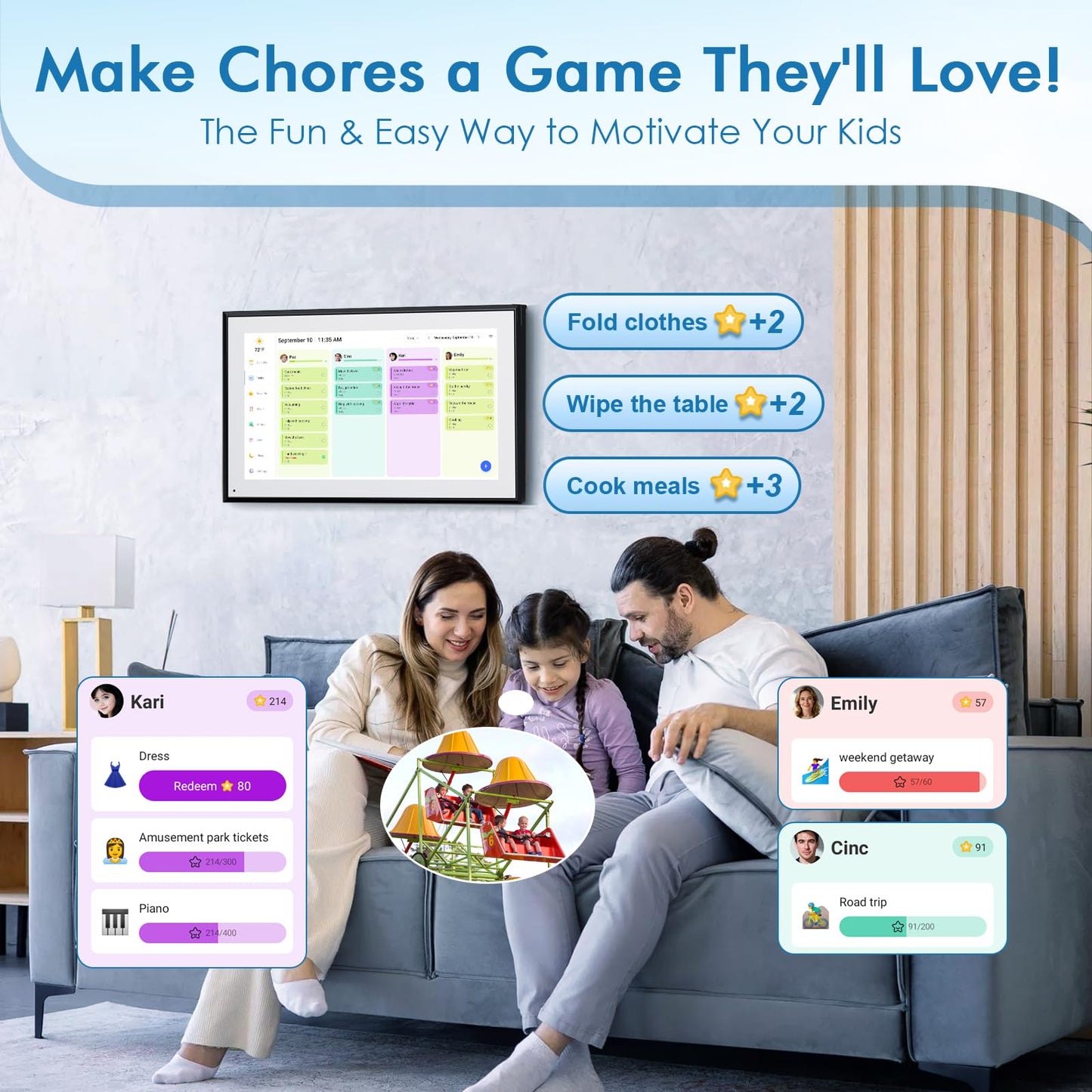 Calendar Digital 10.1 Inch, Digital Frame Combined Smart Touch Screen Electronic Wall Planner Family Organizer Chore for Family Schedules Gift for Mother Mom Women Grandpa