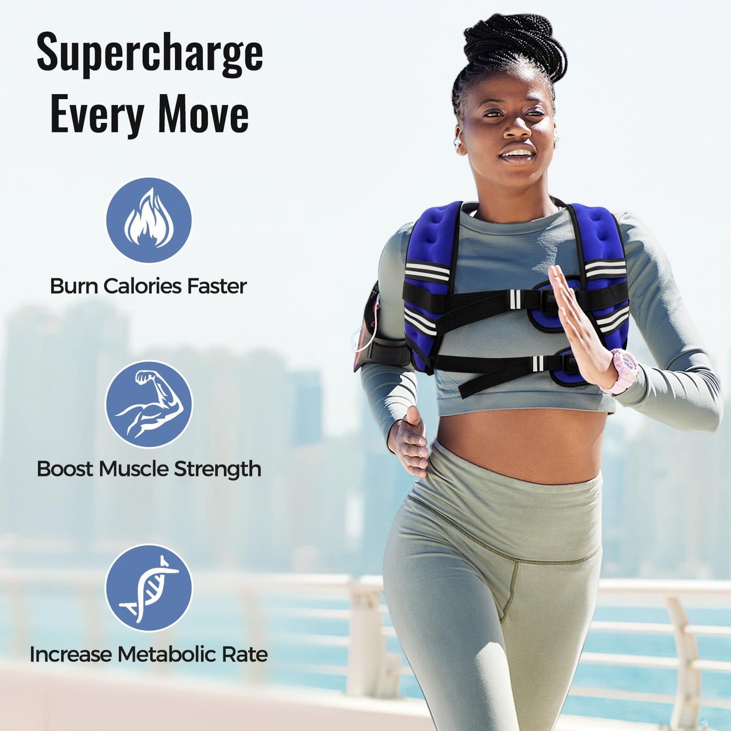 Weighted Vest for Women & Men with Reflective Stripe and Adjustable Buckle, Comfortable & Durable Rucking Vest for Walking, Running & Strength Training