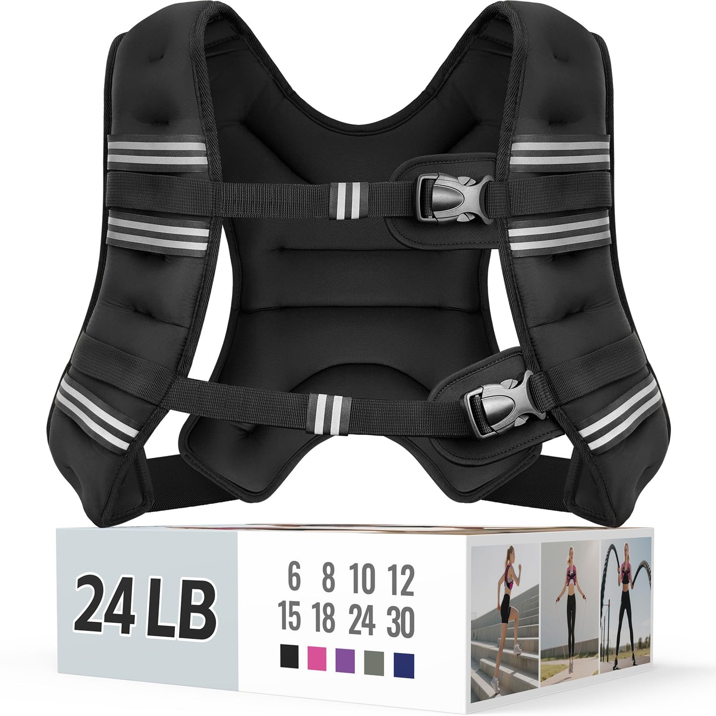 Weighted Vest for Women & Men with Reflective Stripe and Adjustable Buckle, Comfortable & Durable Rucking Vest for Walking, Running & Strength Training