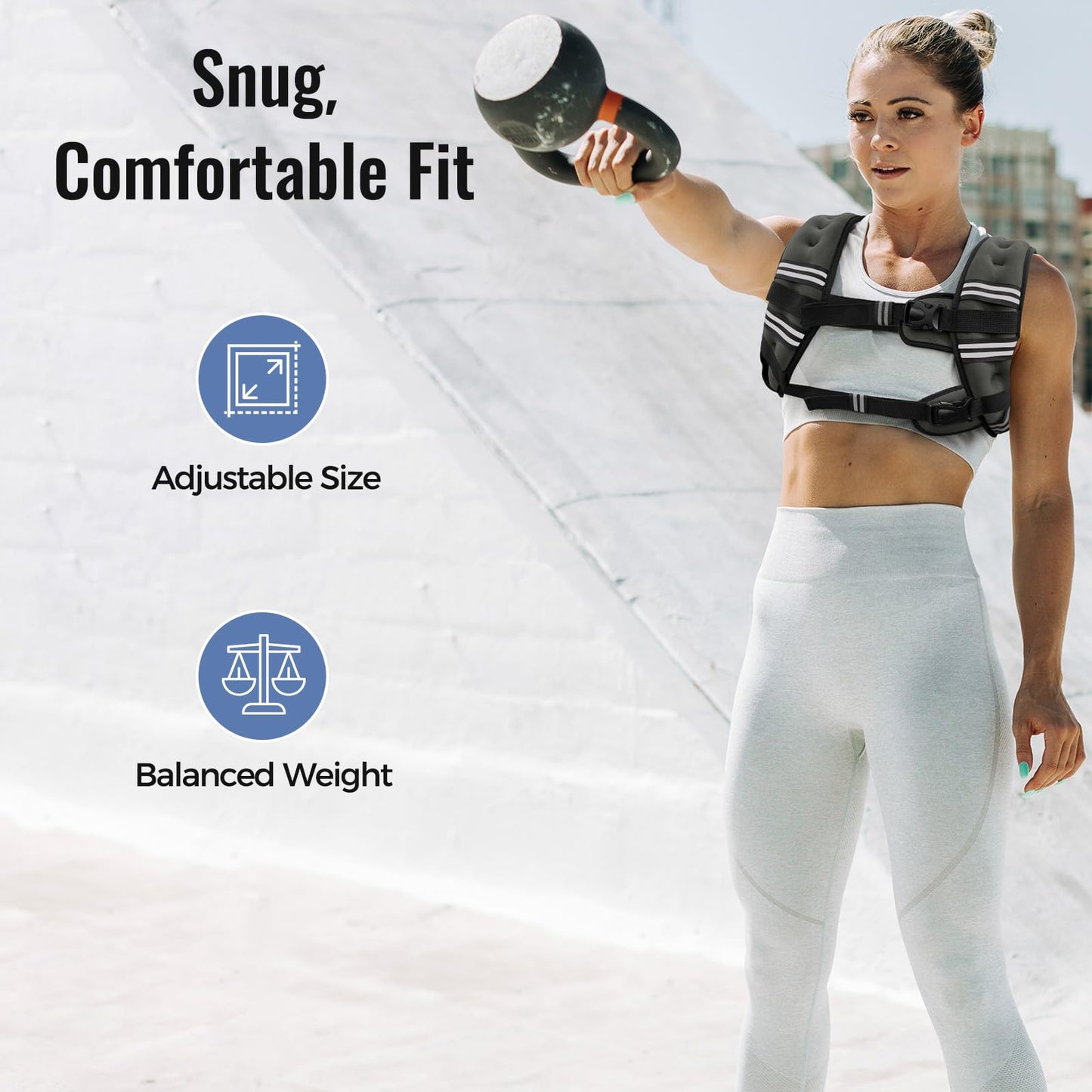 Weighted Vest for Women & Men with Reflective Stripe and Adjustable Buckle, Comfortable & Durable Rucking Vest for Walking, Running & Strength Training