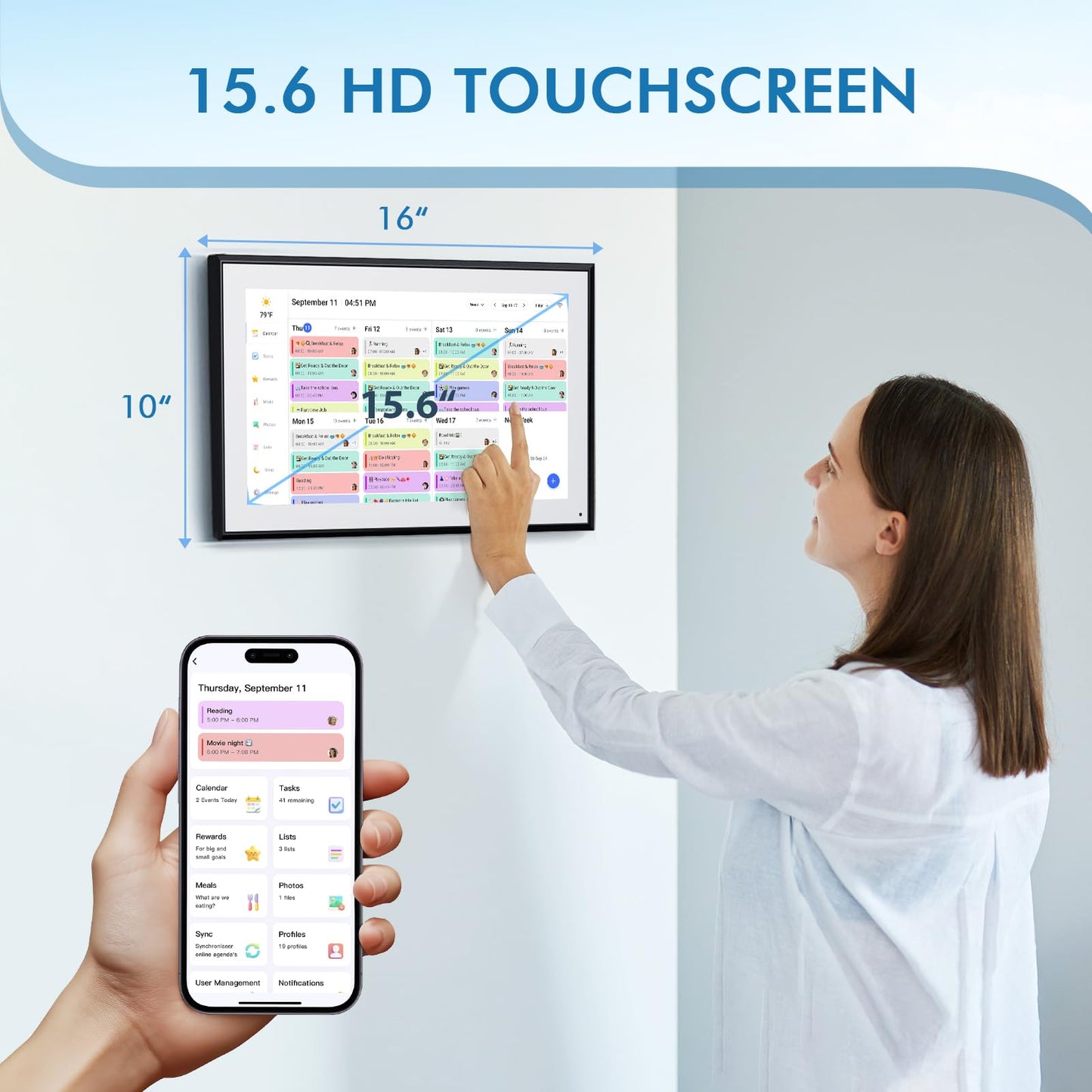 Calendar Digital 10.1 Inch, Digital Frame Combined Smart Touch Screen Electronic Wall Planner Family Organizer Chore for Family Schedules Gift for Mother Mom Women Grandpa