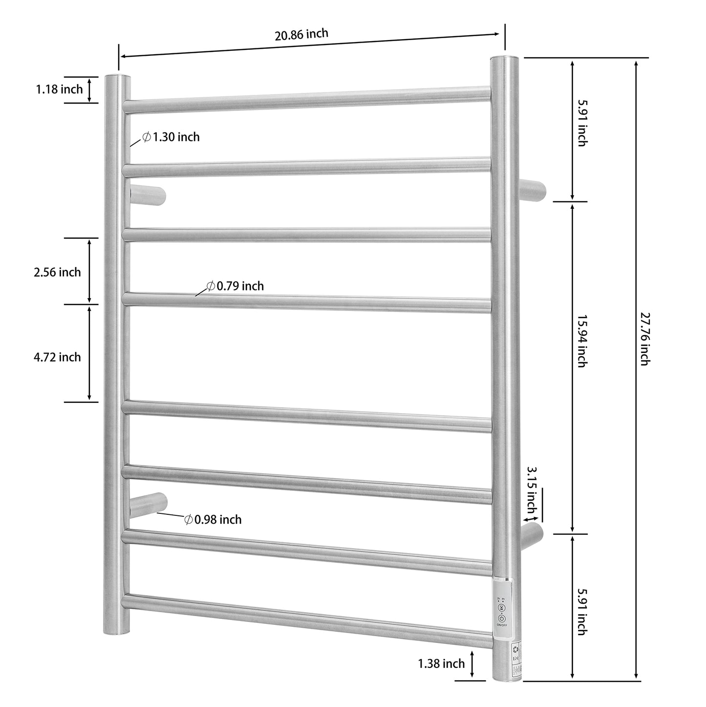 KEG Smart WiFi Towel Warmer Wall Mounted with Built-in Timer and Temperature Adjust Control, 4 Bars Electric Stainless Steel Heated Towel Racks for Bathroom Matte Black