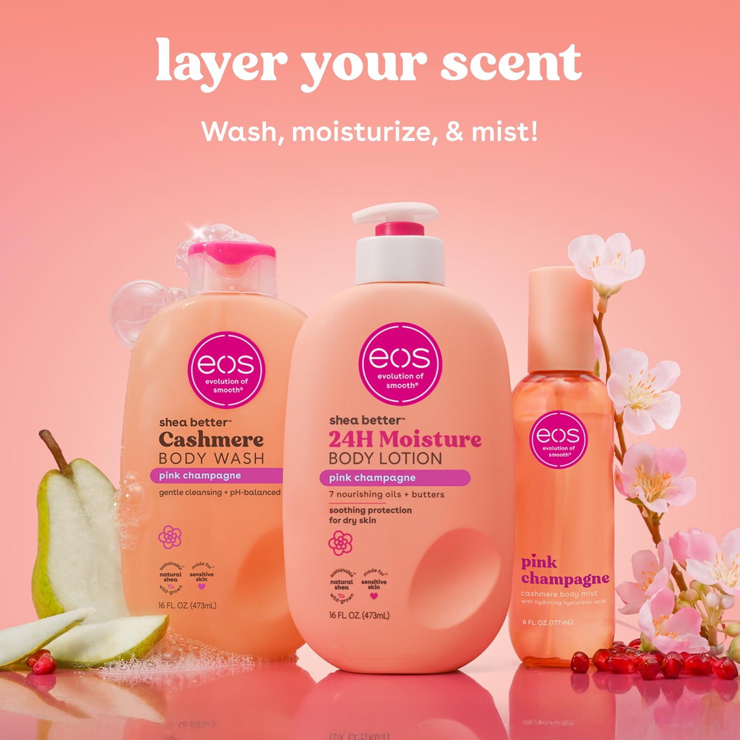 eos Shea Better Body Lotion Vanilla Cashmere, 24-Hour Moisture Skin Care, Lightweight & Non-Greasy, Natural Shea, Vegan, Vanilla Body Lotion, 16 fl oz