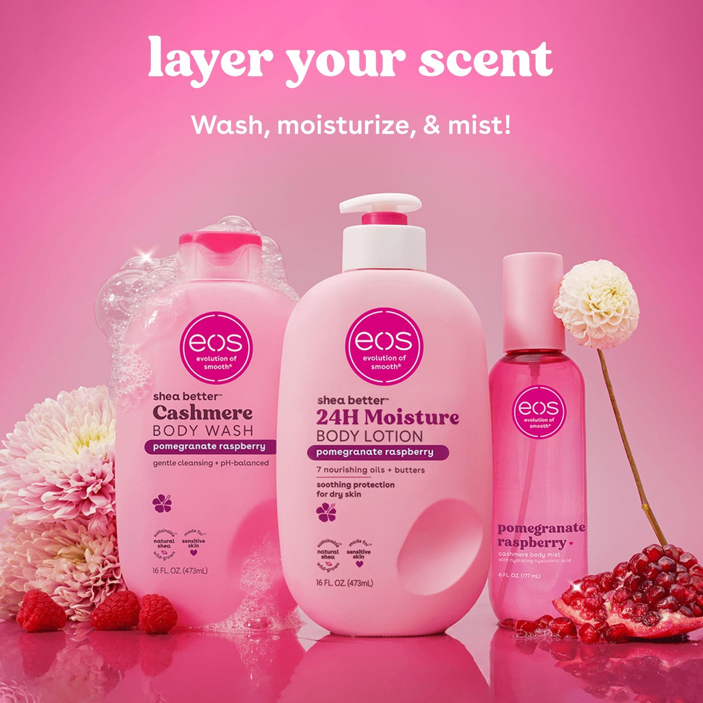 eos Shea Better Body Lotion Vanilla Cashmere, 24-Hour Moisture Skin Care, Lightweight & Non-Greasy, Natural Shea, Vegan, Vanilla Body Lotion, 16 fl oz