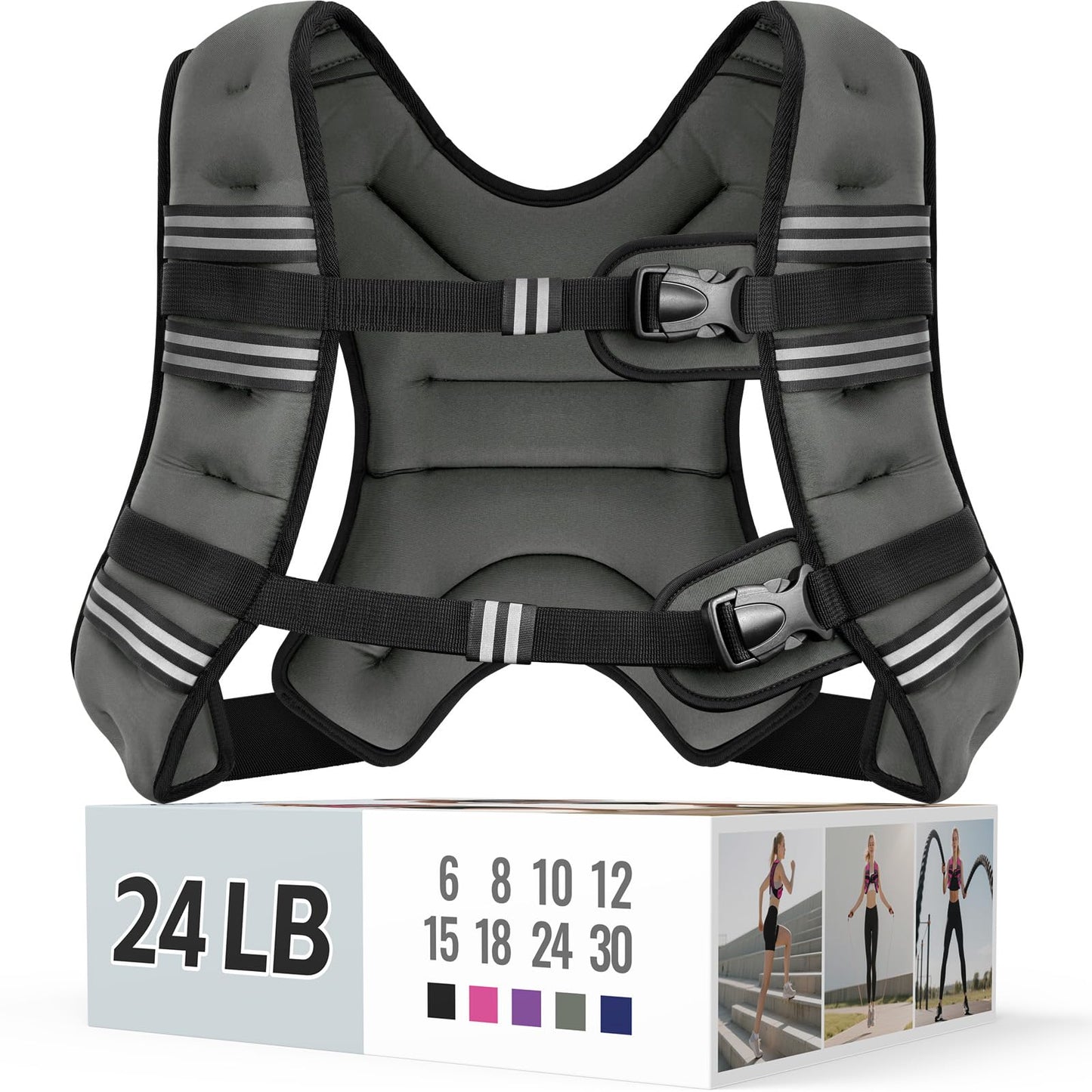 Weighted Vest for Women & Men with Reflective Stripe and Adjustable Buckle, Comfortable & Durable Rucking Vest for Walking, Running & Strength Training